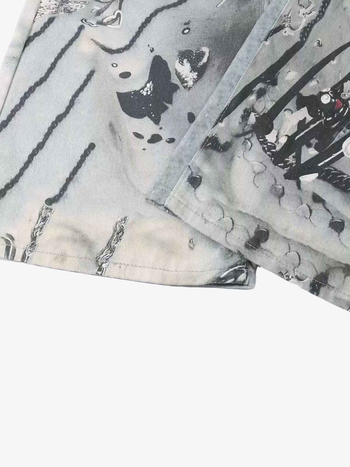 Abstract 3D Digital Print Wide-Leg Jeans - Image 10