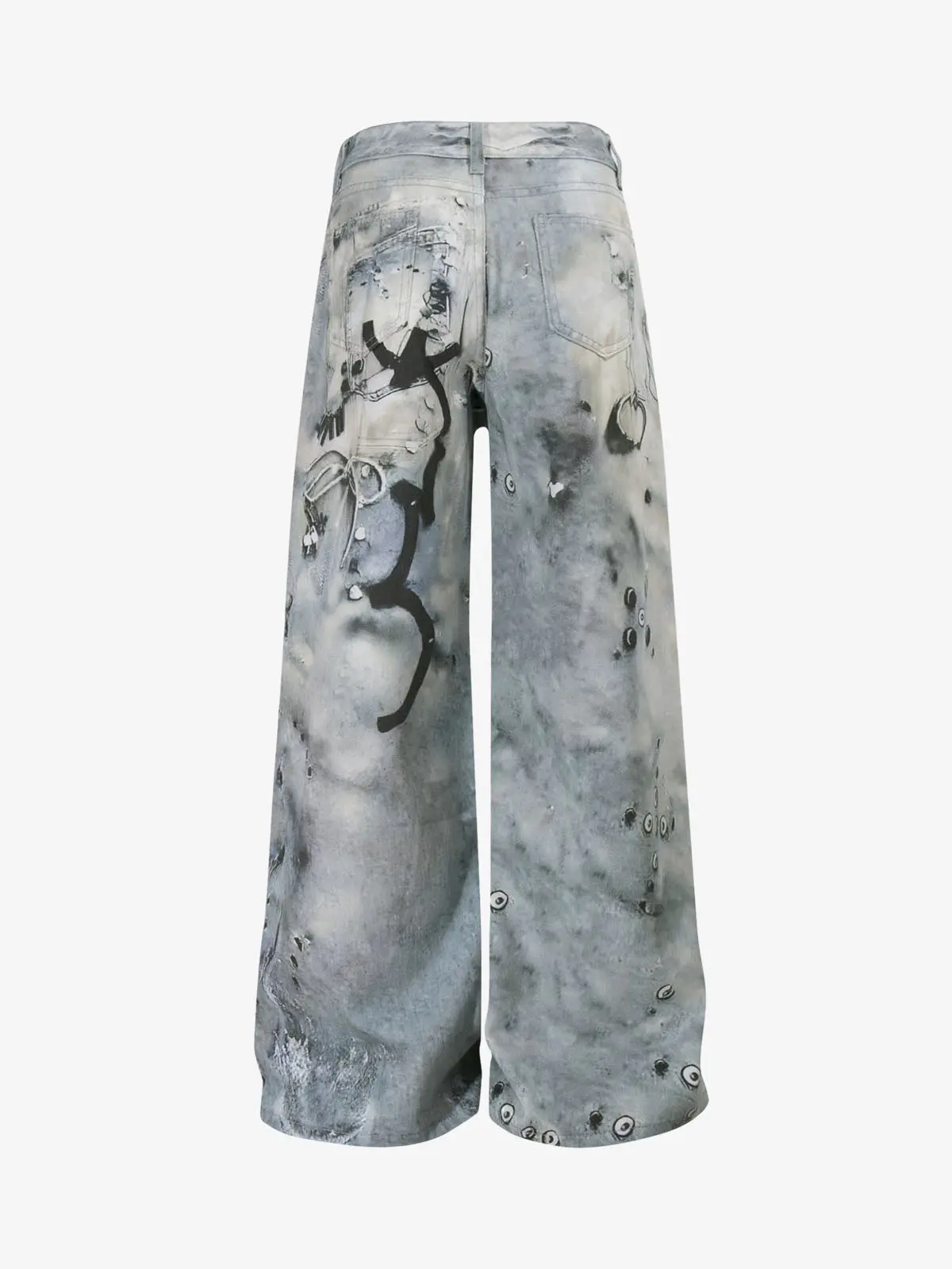 Abstract 3D Digital Print Wide-Leg Jeans - Image 5