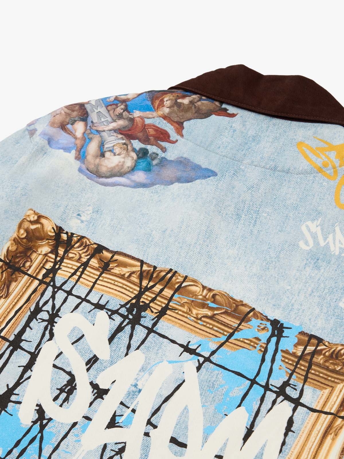 Artistic Patches Graphic  Distressed Denim Jacket - 2573 - Image 11