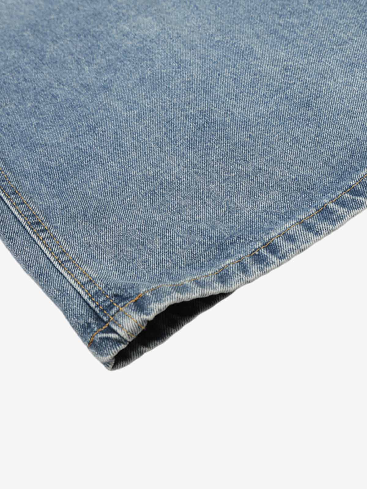 Asymmetric Layered Waist Wide Leg Denim Jeans - Image 8