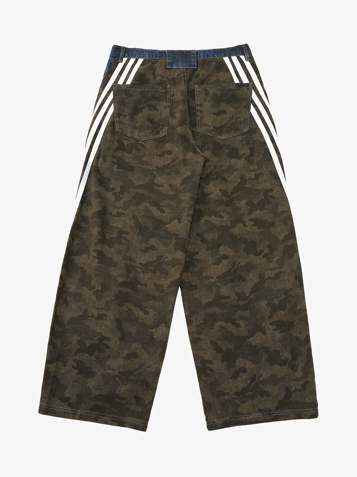 Washed Stripe Patchwork Totem Print Baggy Jeans - Image 2