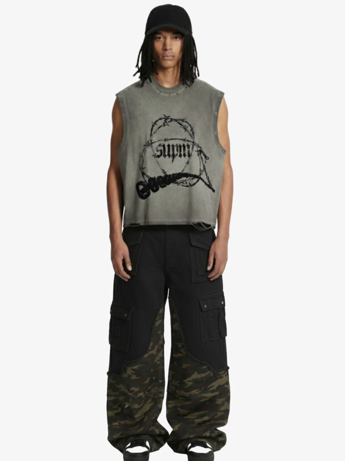 Barbed Wire Chain Graphic Sleeveless Vest - Image 11
