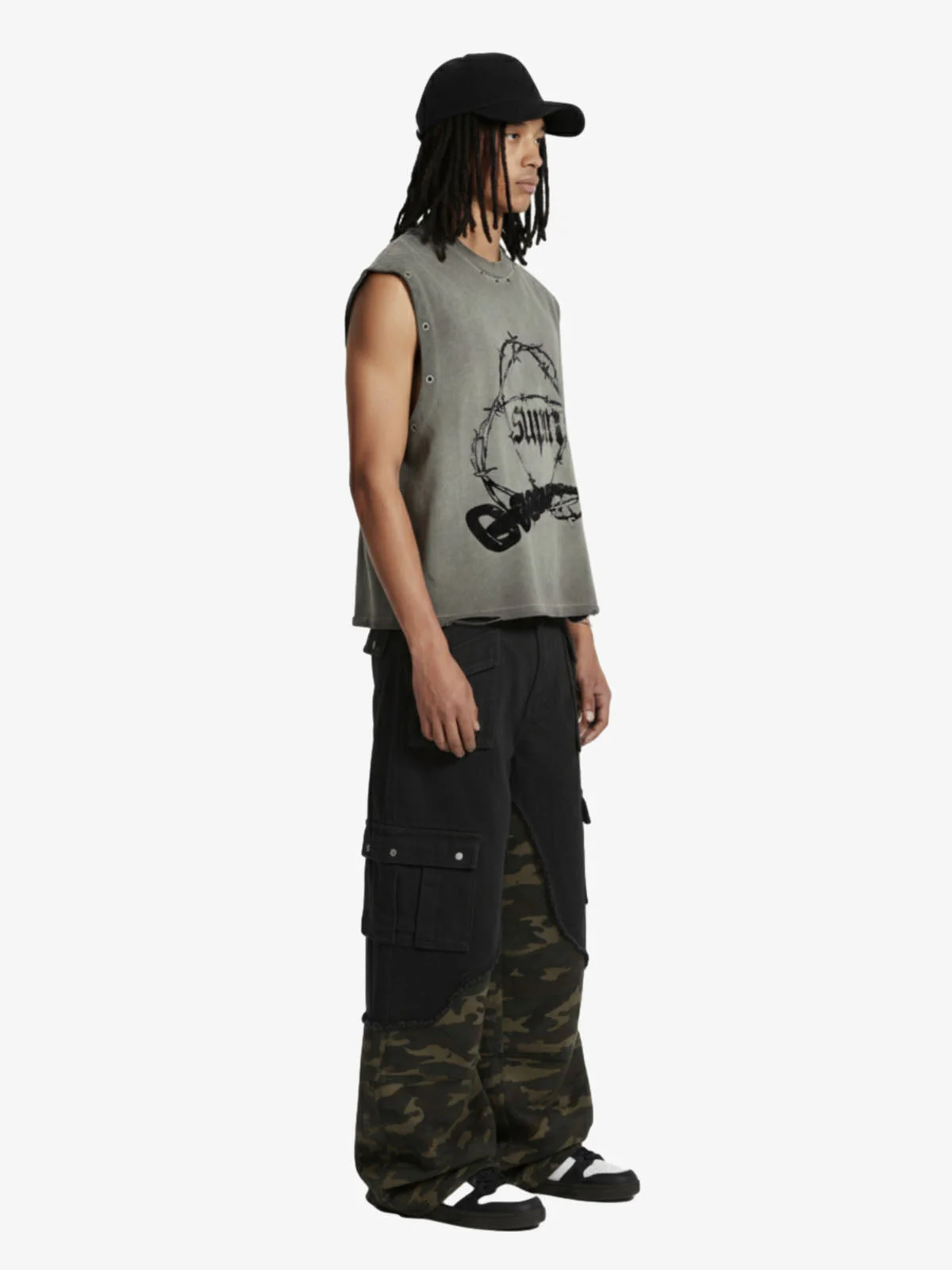 Barbed Wire Chain Graphic Sleeveless Vest - Image 5