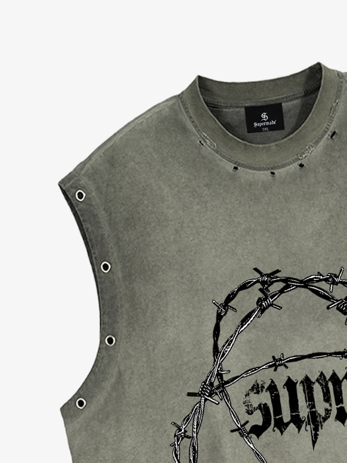 Barbed Wire Chain Graphic Sleeveless Vest - Image 8