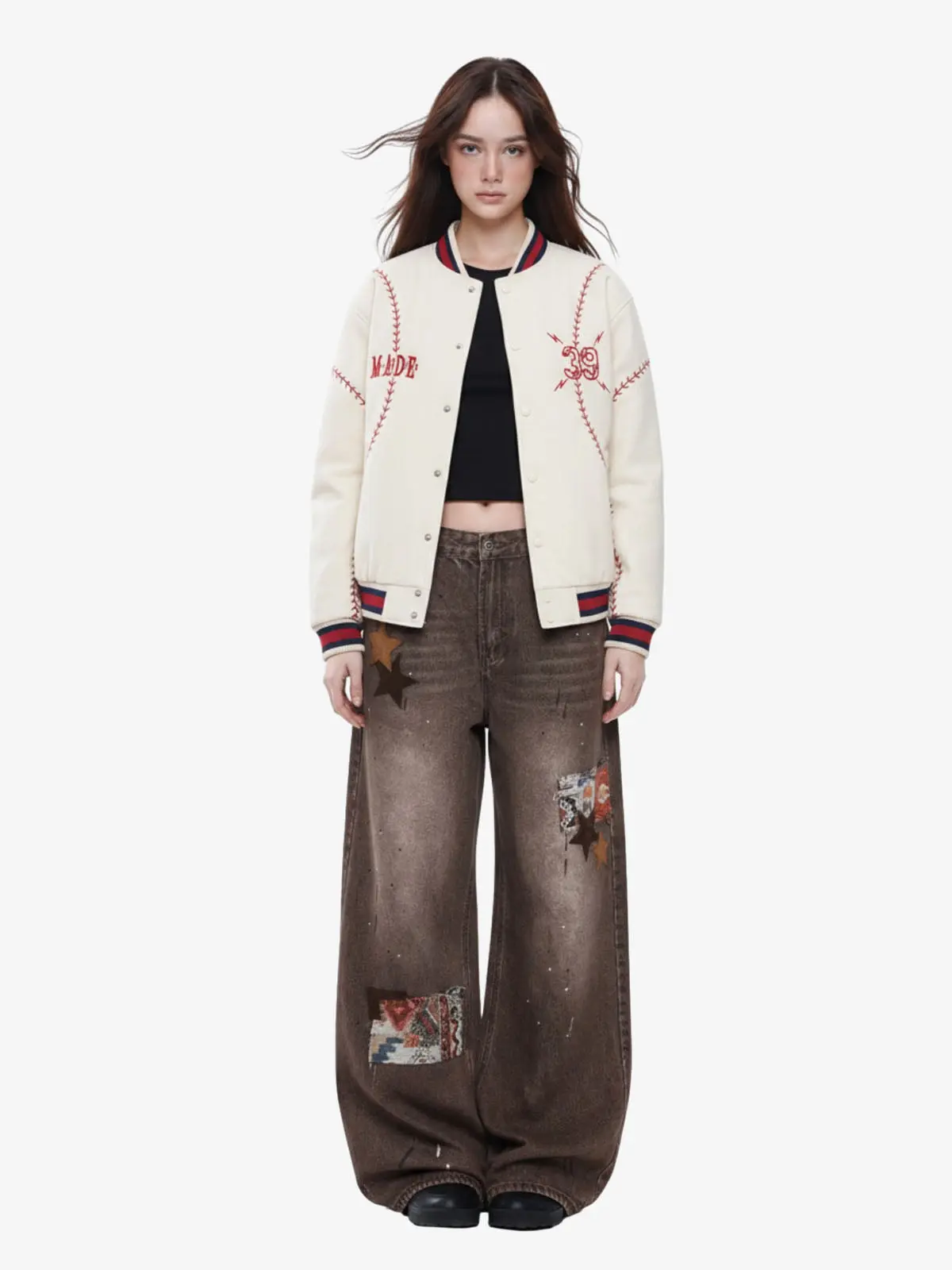 Baseball Stitch Embroidered Varsity Jacket - Image 6