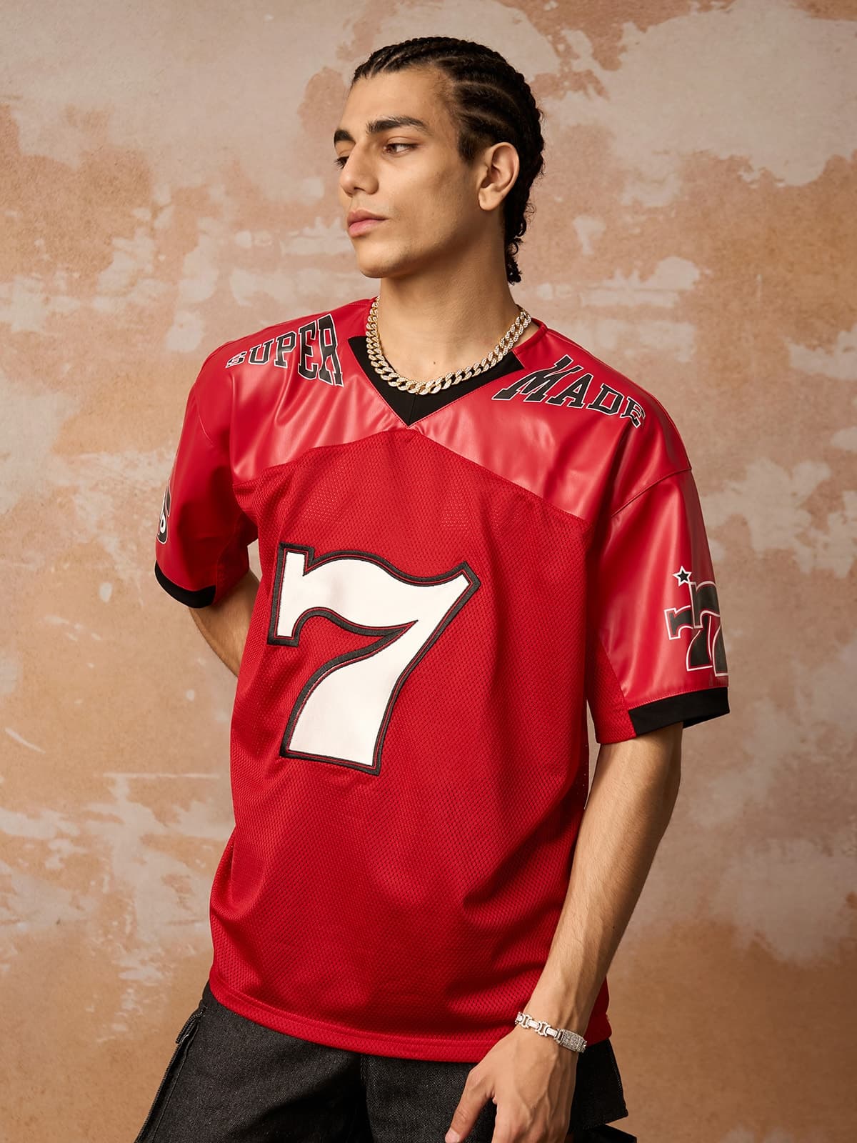 Original "SUPER 7" V-Neck Jersey T-SHIRT - 2424 - Image 10