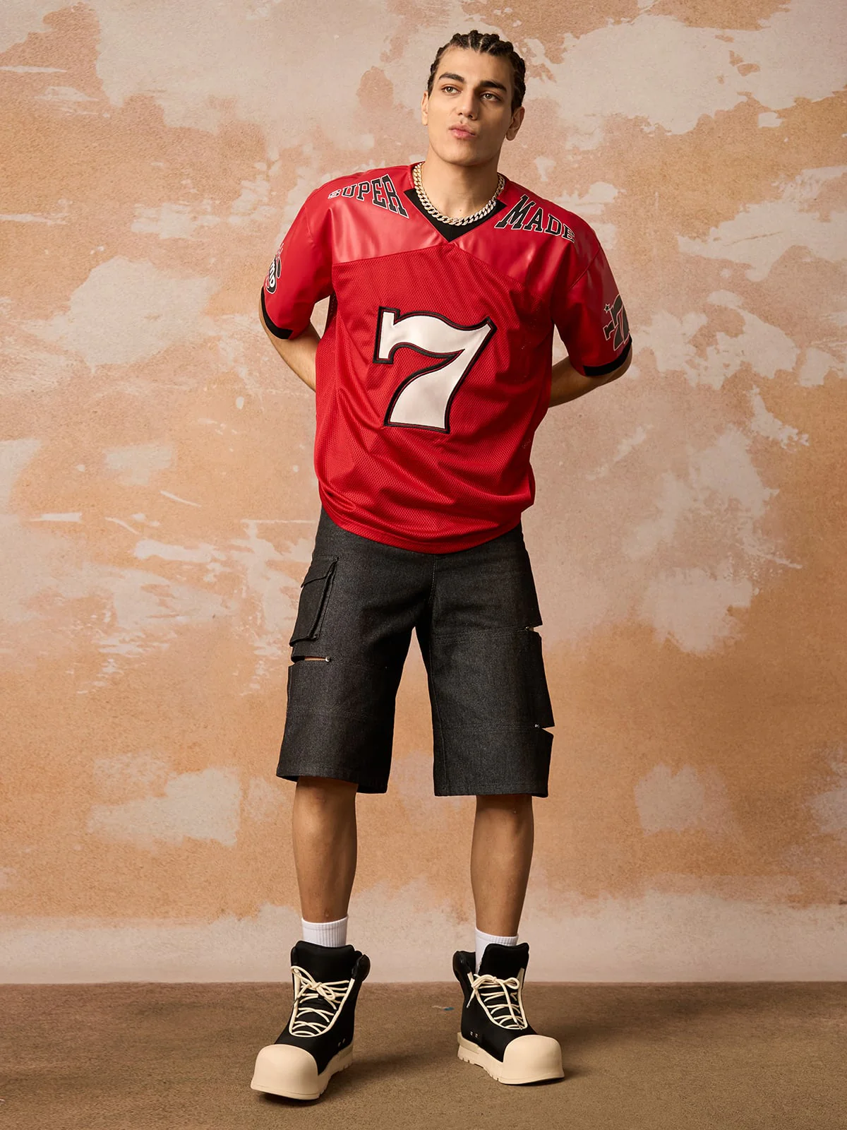 Original "SUPER 7" V-Neck Jersey T-SHIRT - 2424 - Image 5