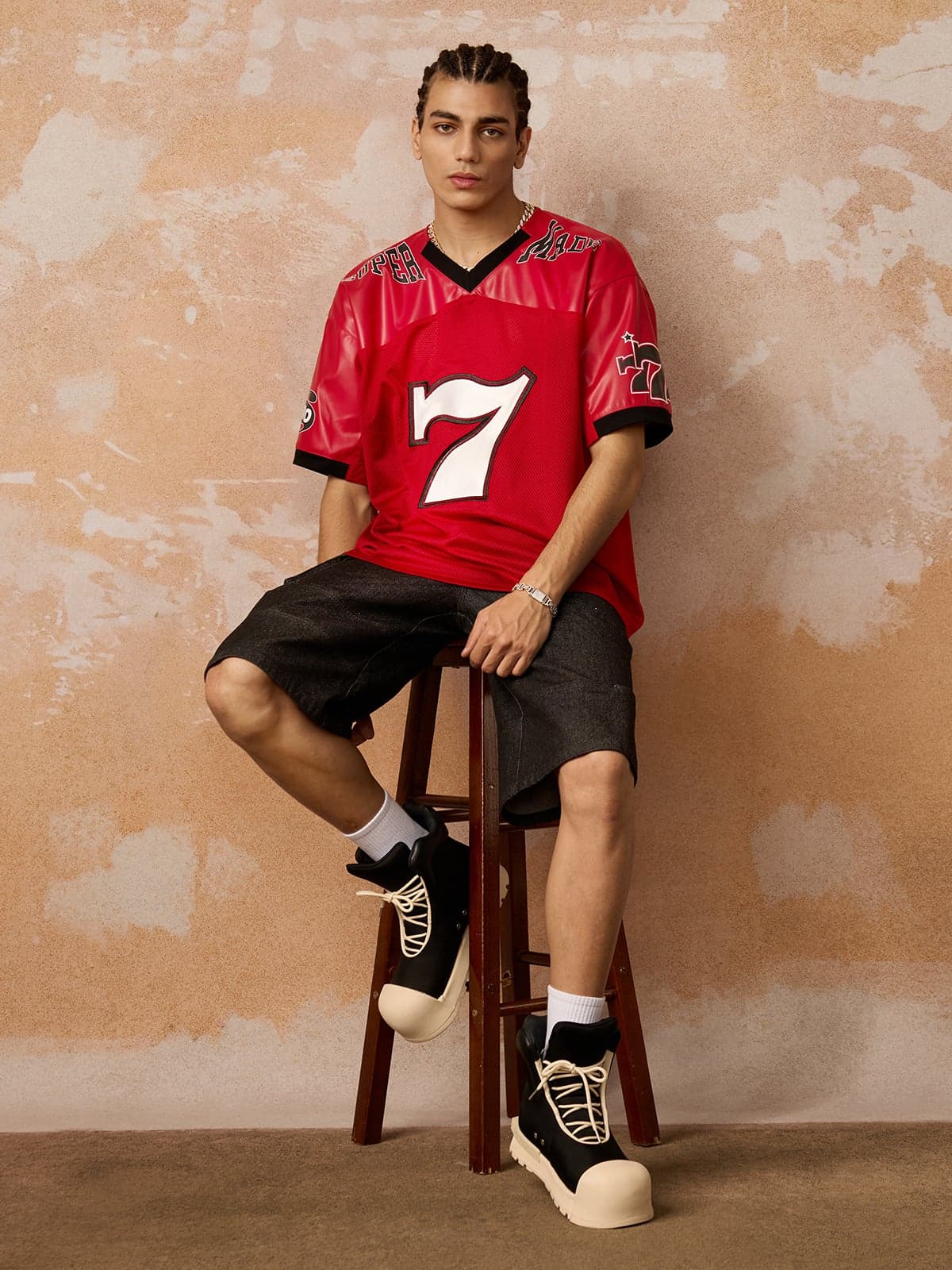 Original "SUPER 7" V-Neck Jersey T-SHIRT - 2424 - Image 6
