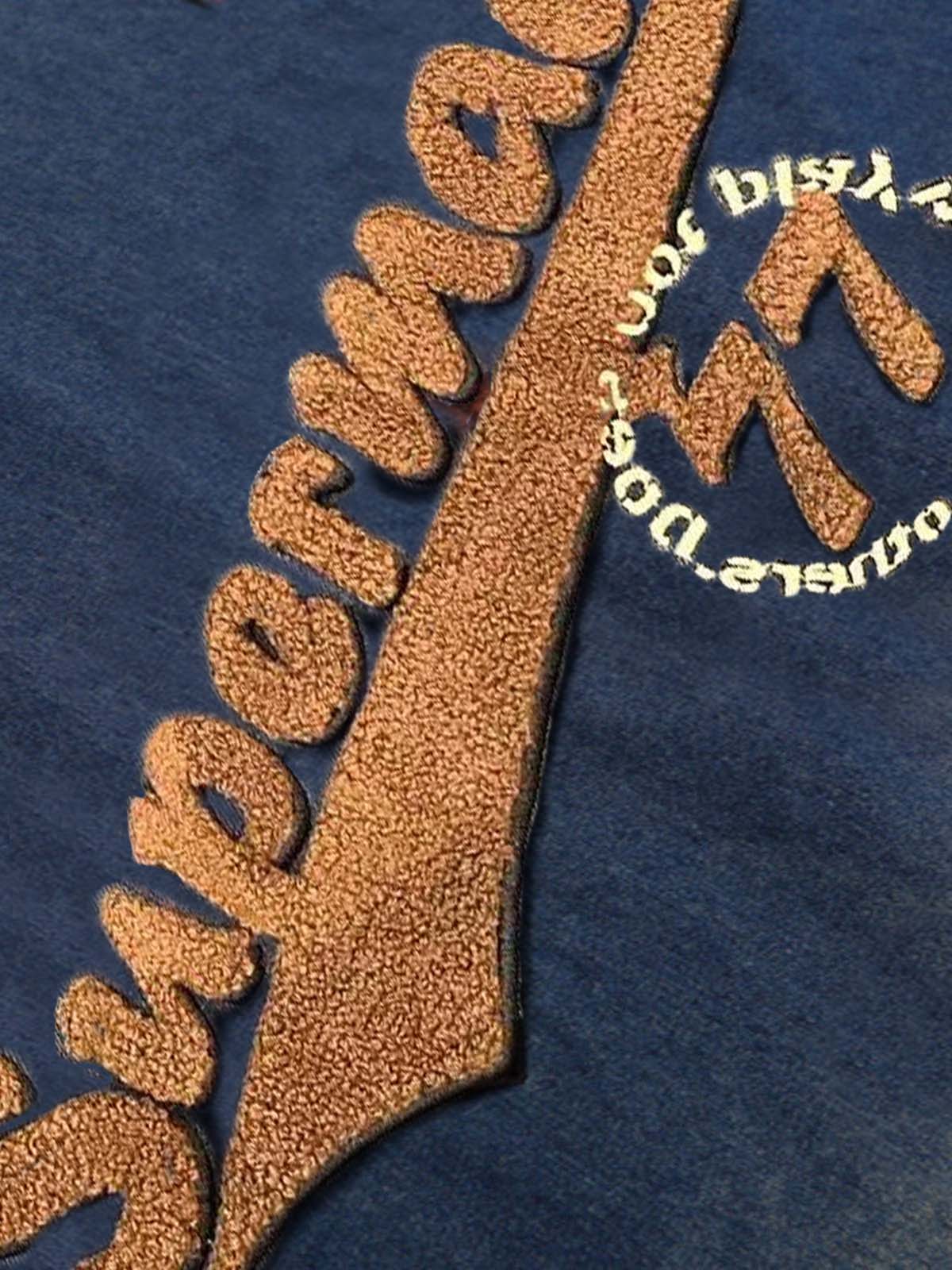 Denim Vintage Washed Distressed Gradient Embroidery T-Shirt - Image 8