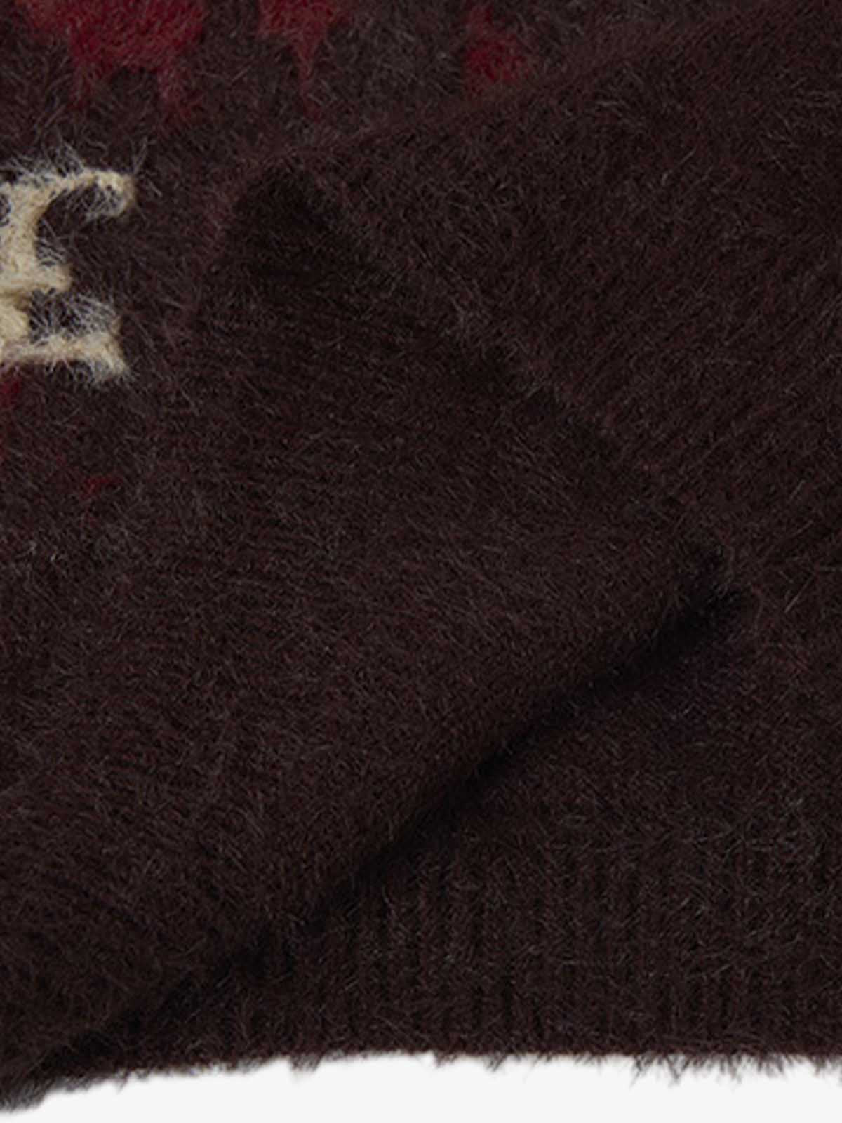 Burning Letter Jacquard Fuzzy Mohair Knit Sweater - Image 10