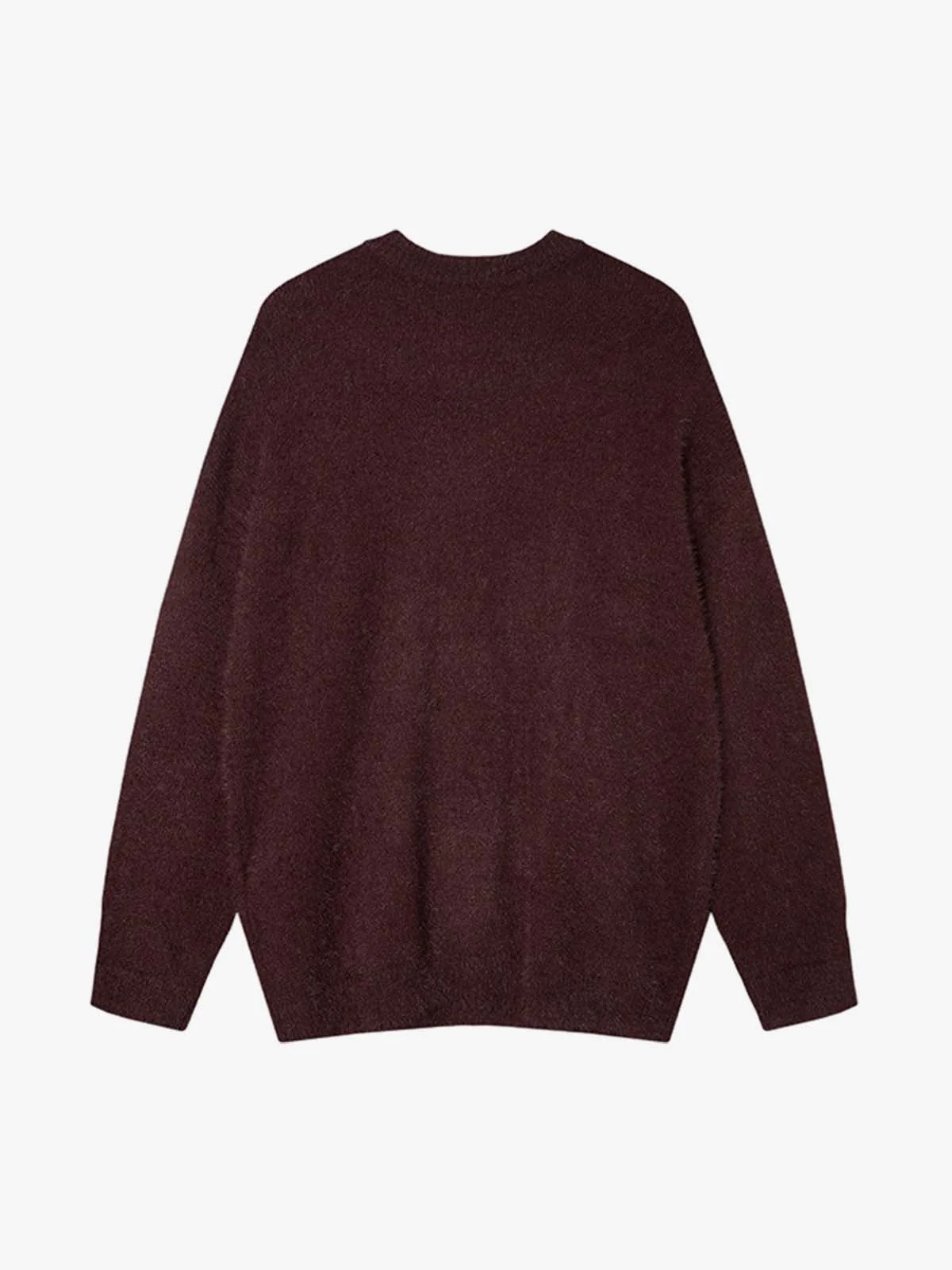 Burning Letter Jacquard Fuzzy Mohair Knit Sweater - Image 3