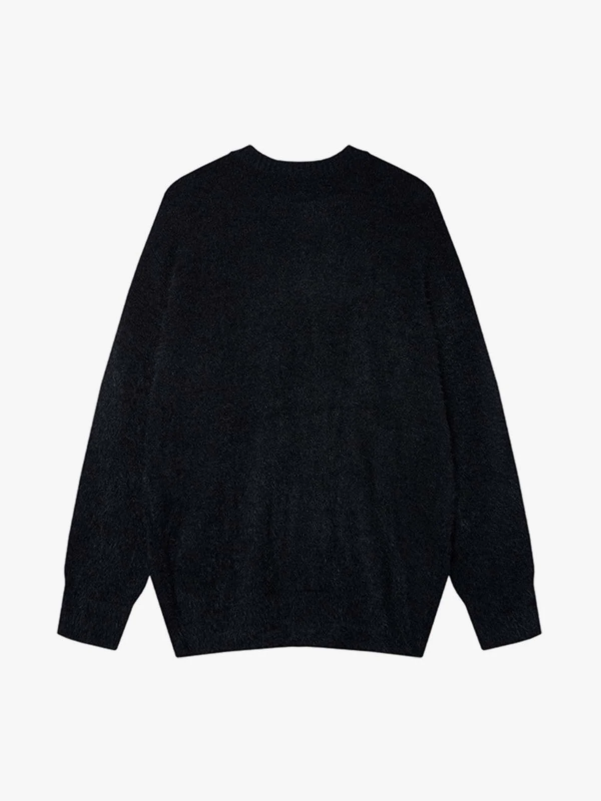 Burning Letter Jacquard Fuzzy Mohair Knit Sweater - Image 4