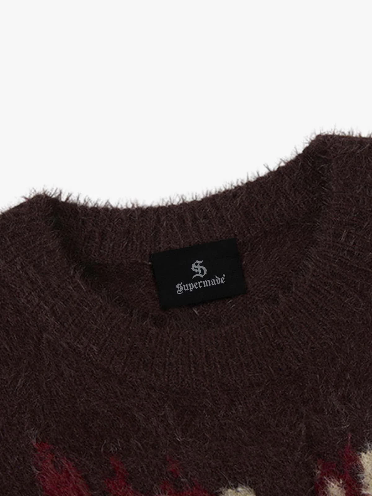 Burning Letter Jacquard Fuzzy Mohair Knit Sweater - Image 5
