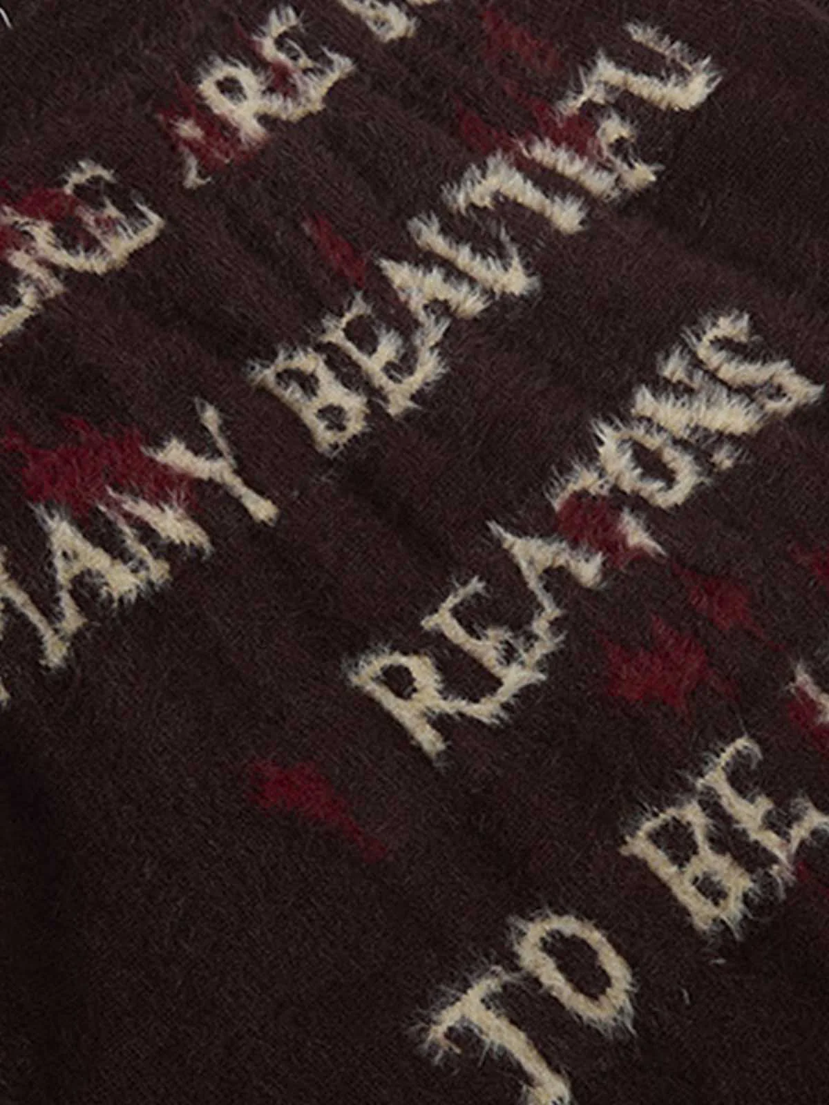 Burning Letter Jacquard Fuzzy Mohair Knit Sweater - Image 6