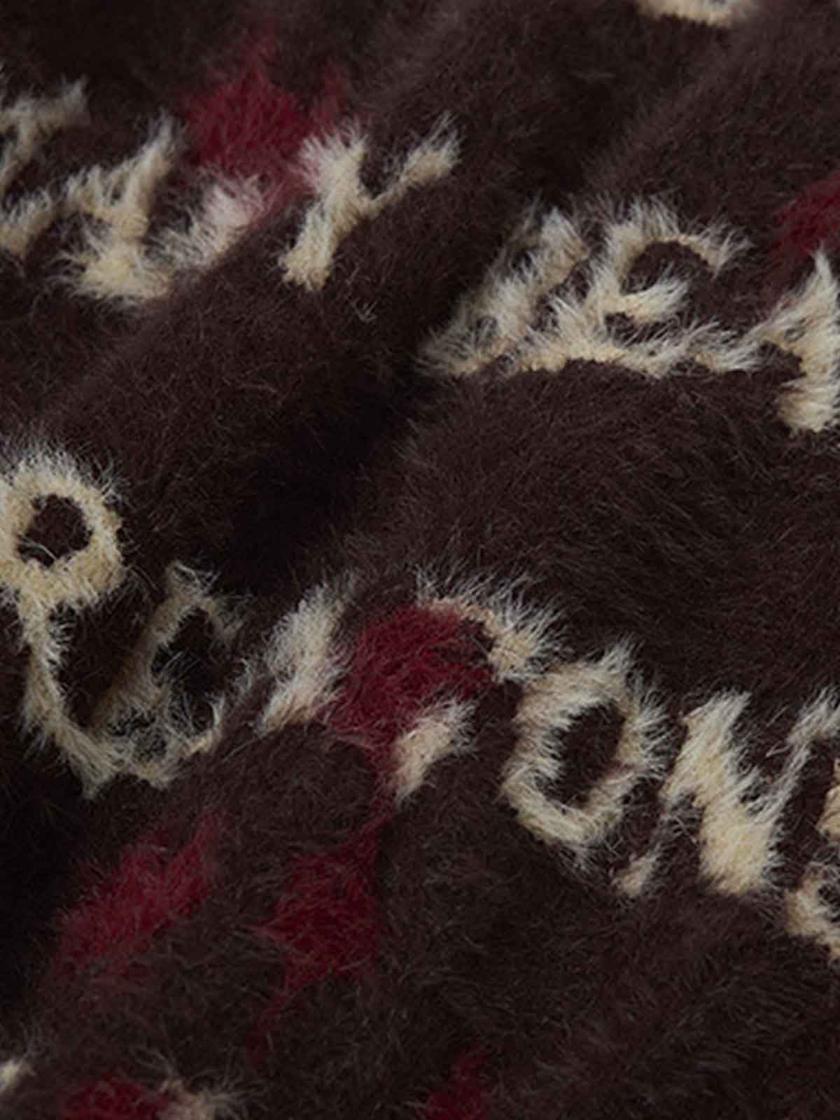 Burning Letter Jacquard Fuzzy Mohair Knit Sweater - Image 8