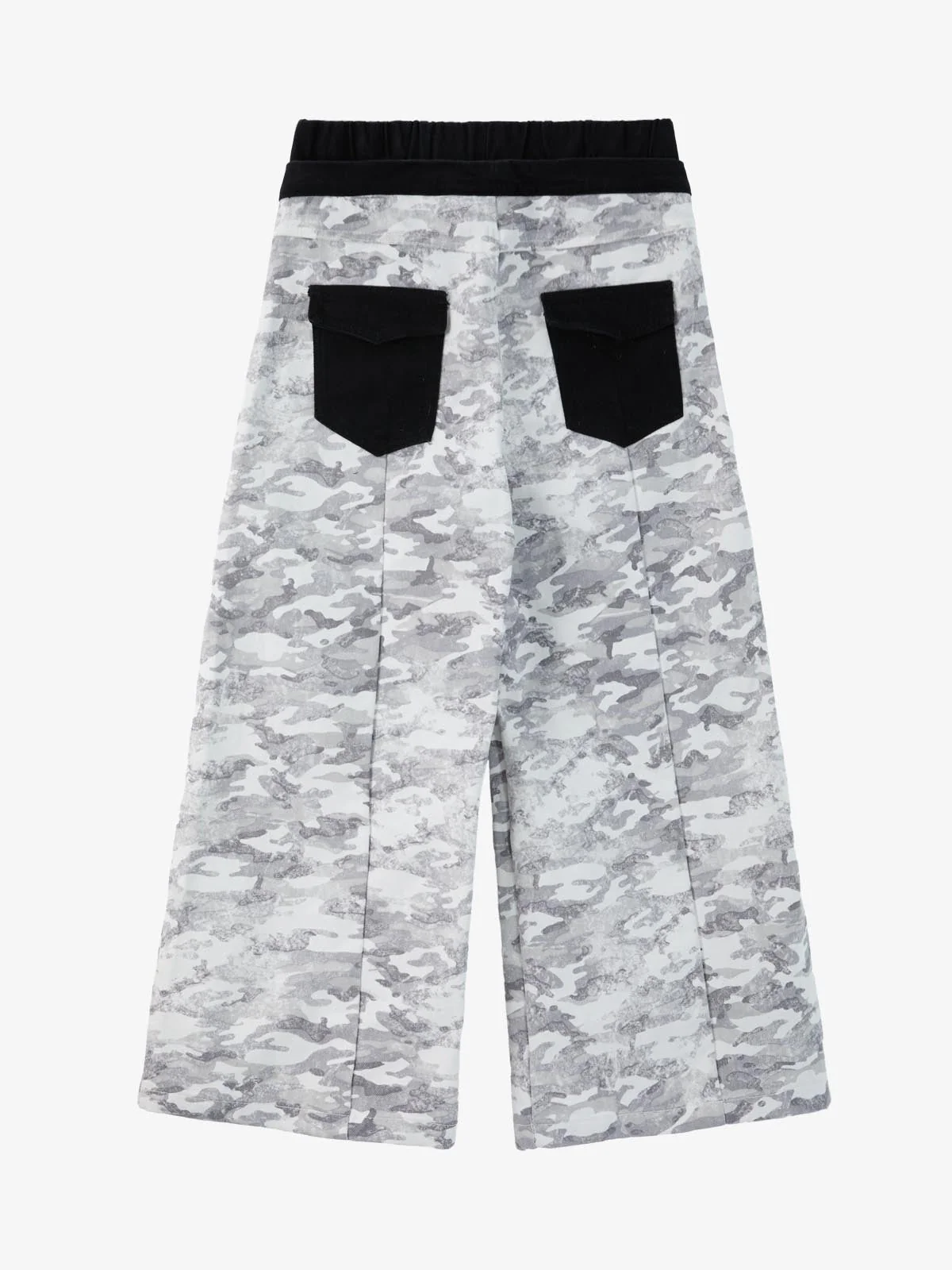 Camo Embroidered Double Waist Lace-Up Wide Leg Cargo Pants - 2599 - Image 2
