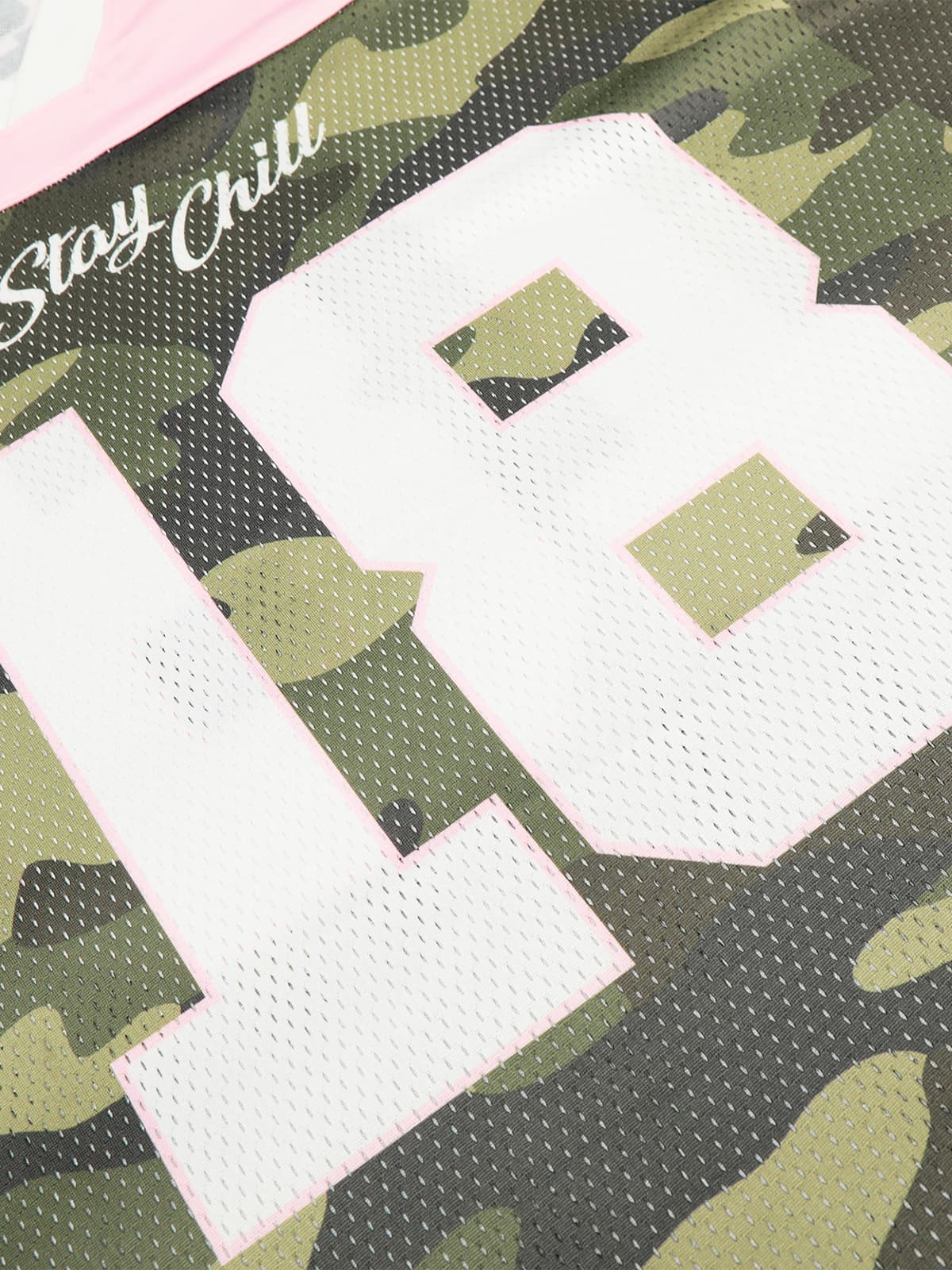 Camo Number Print Star Panel Mesh Jersey T-Shirt - Image 10