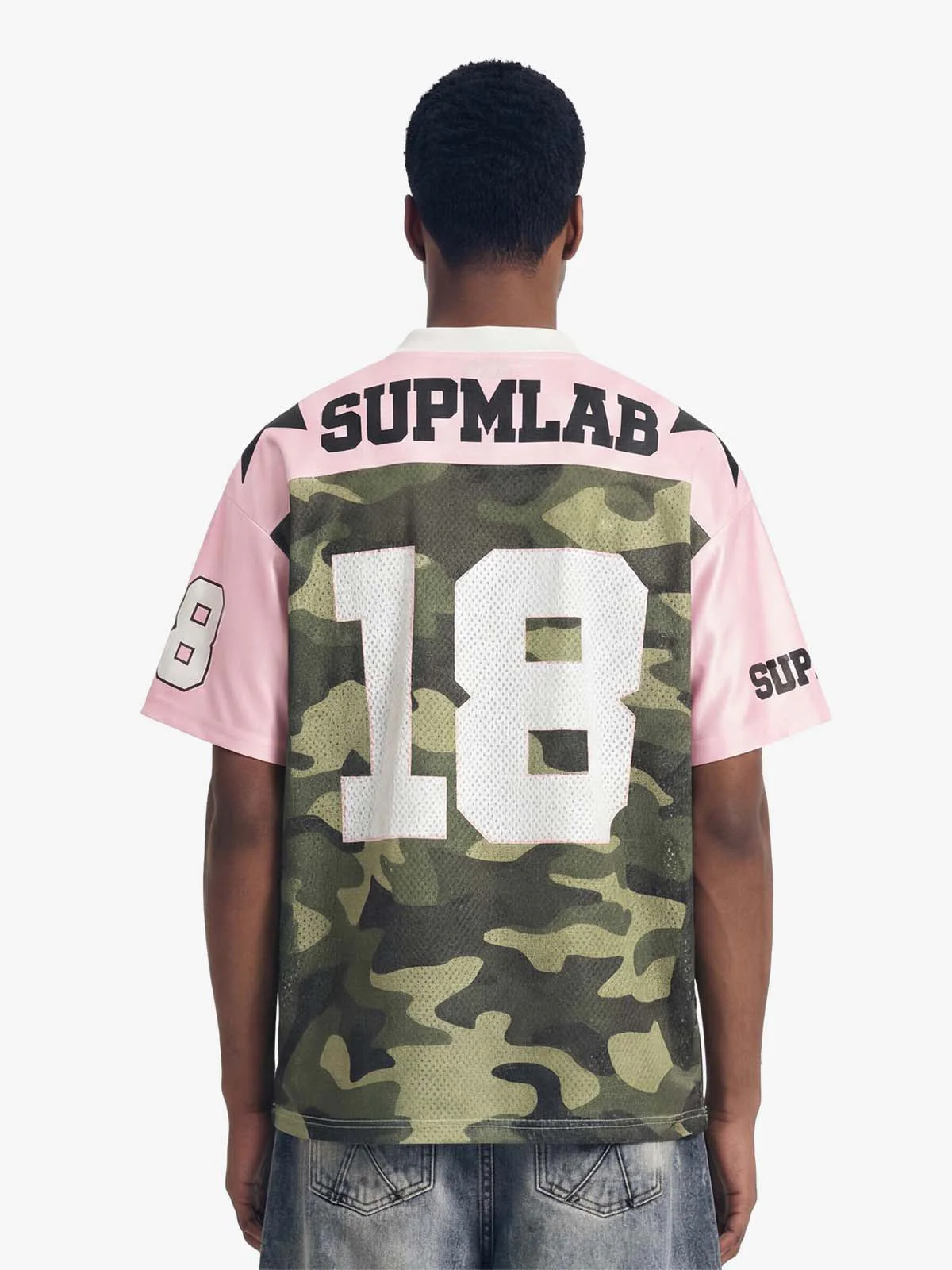 Camo Number Print Star Panel Mesh Jersey T-Shirt - Image 3