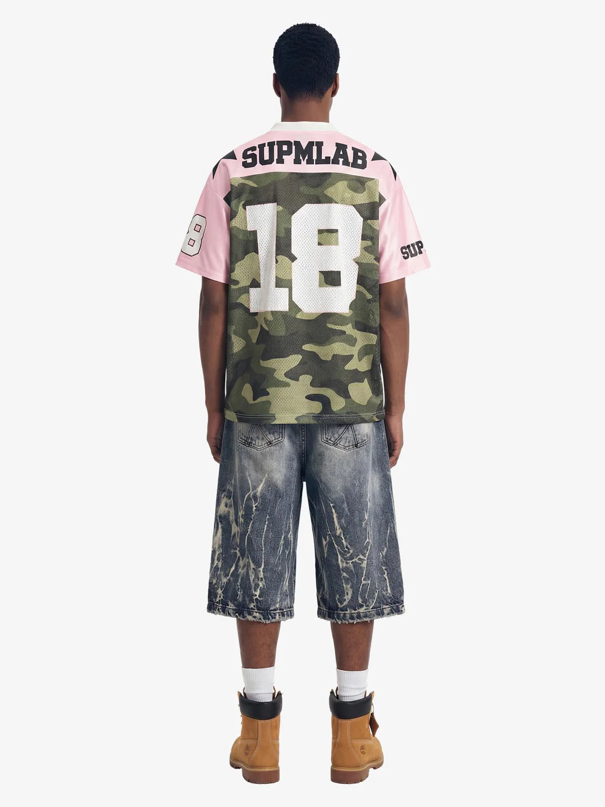 Camo Number Print Star Panel Mesh Jersey T-Shirt - Image 5