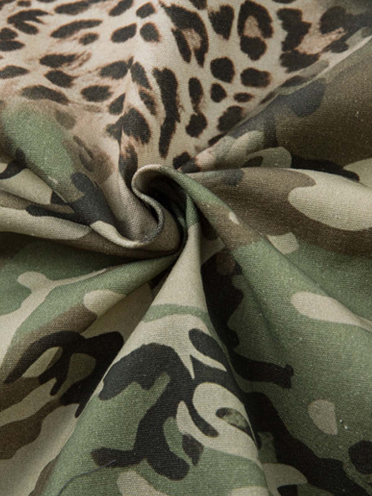 Camouflage Leopard Patchwork Layered Shirt - Image 6