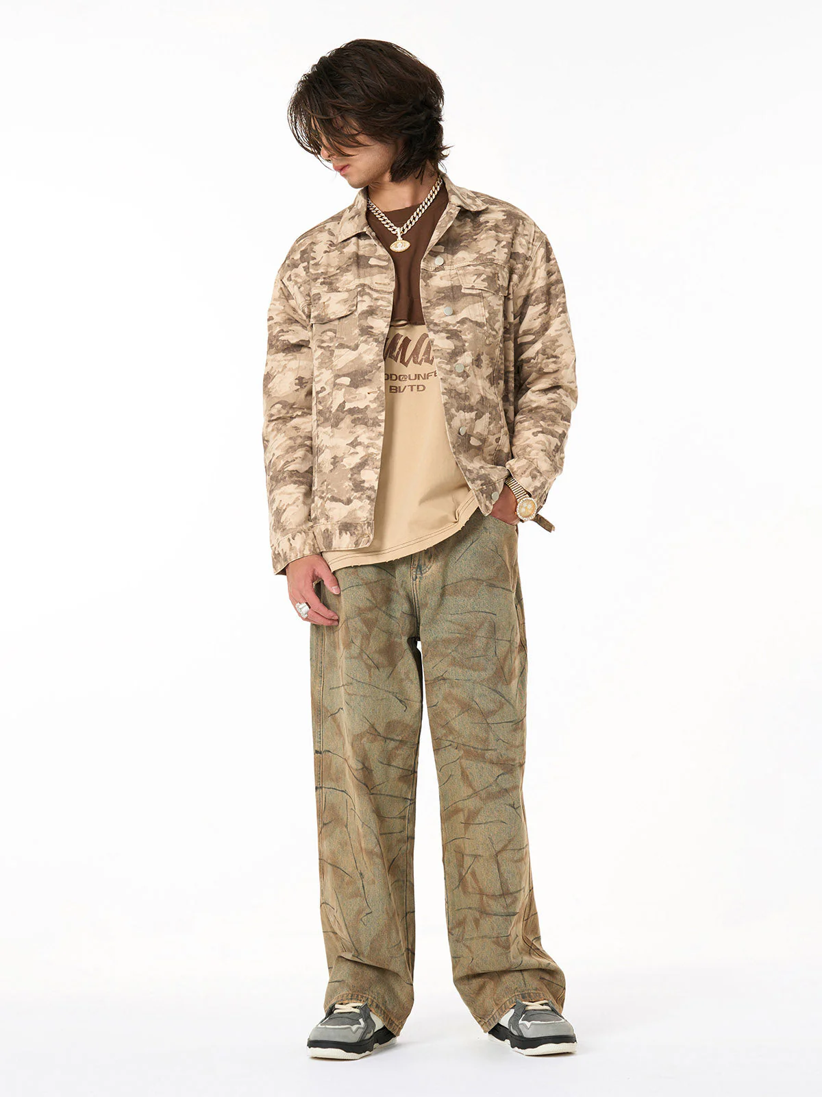 Camouflage Multi-Pocket Work Denim Jacket - Image 6