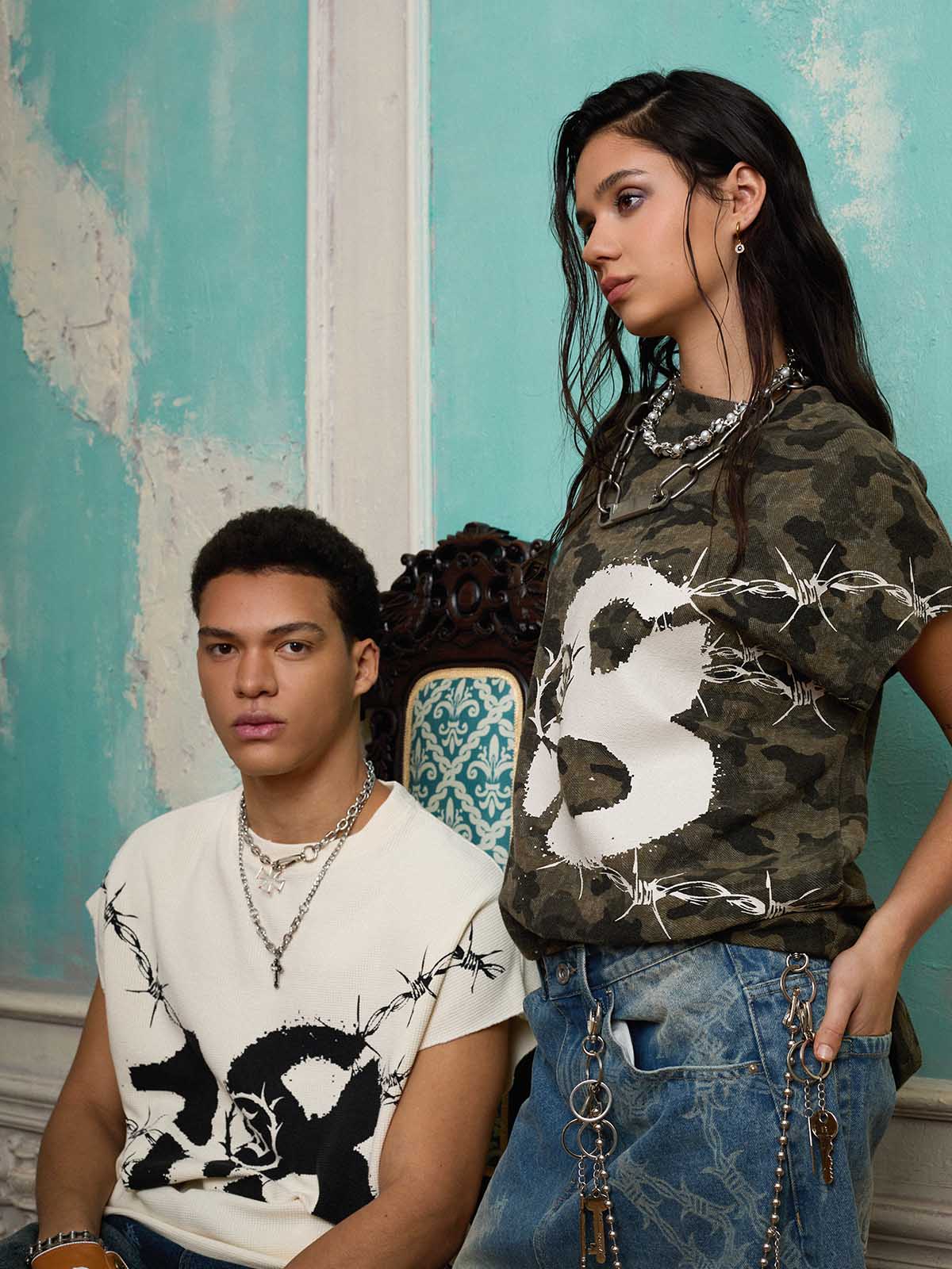 Camouflage Thorn Print Sleeveless T-Shirt - Image 5