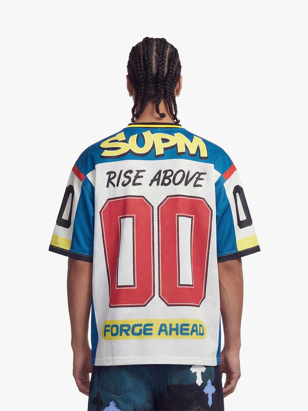 Color-Block Digital Print Mesh V-Neck Jersey - Image 3