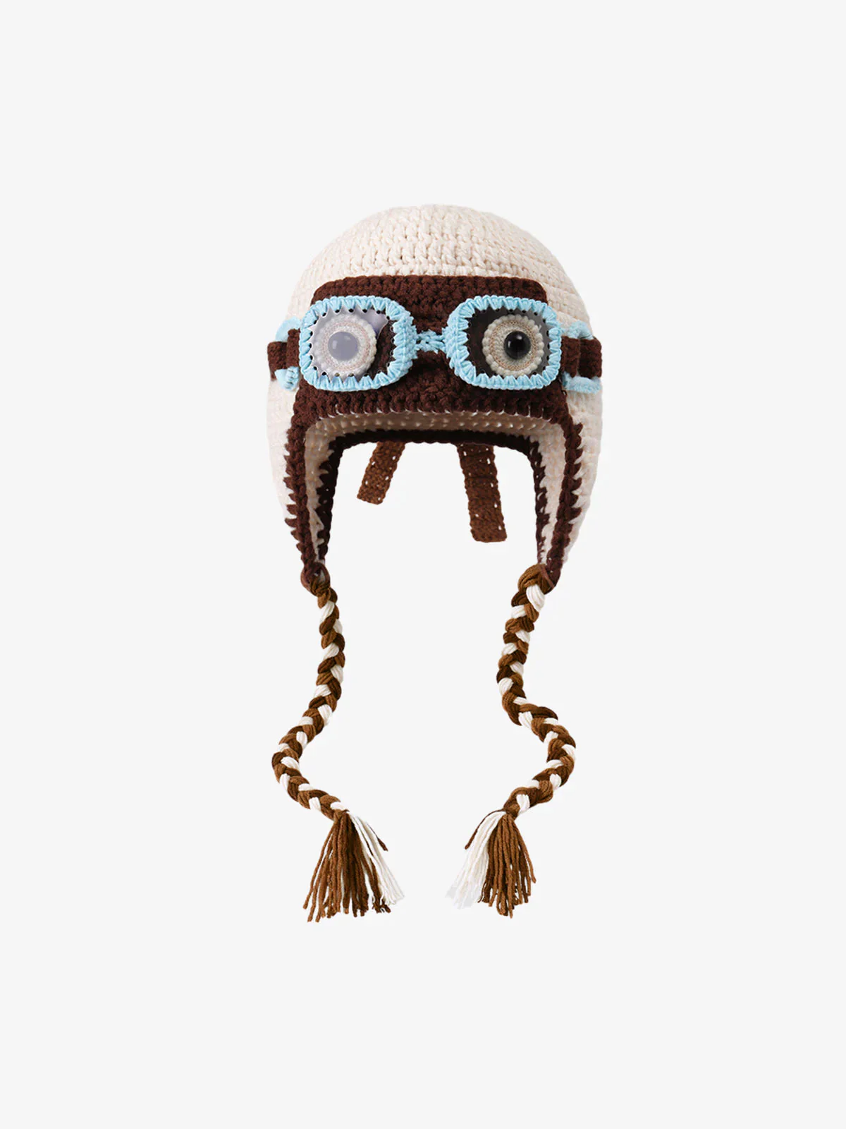 Colorblock Crochet Goggles Trapper Hat - Image 4