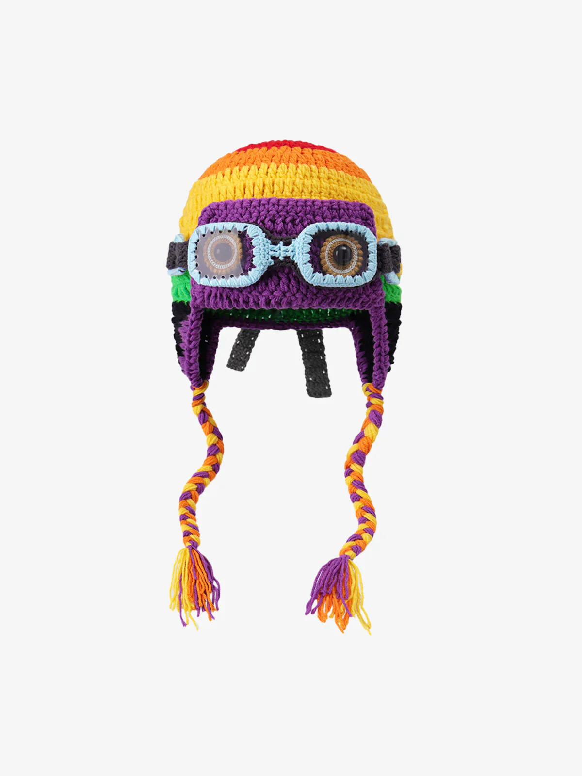 Colorblock Crochet Goggles Trapper Hat - Image 8