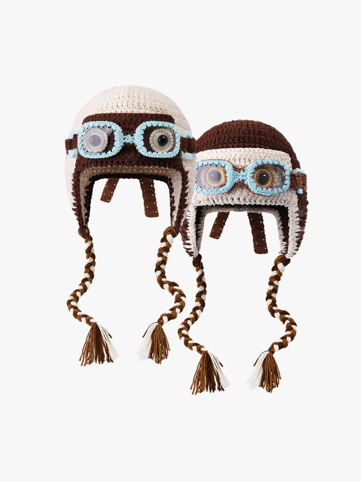 Colorblock Crochet Goggles Trapper Hat - Image 9