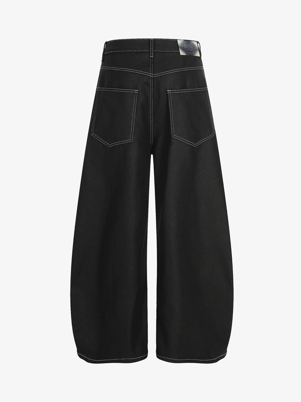 Contrast Stitch High-Waist Wide-Leg Barrel Jeans - Image 3