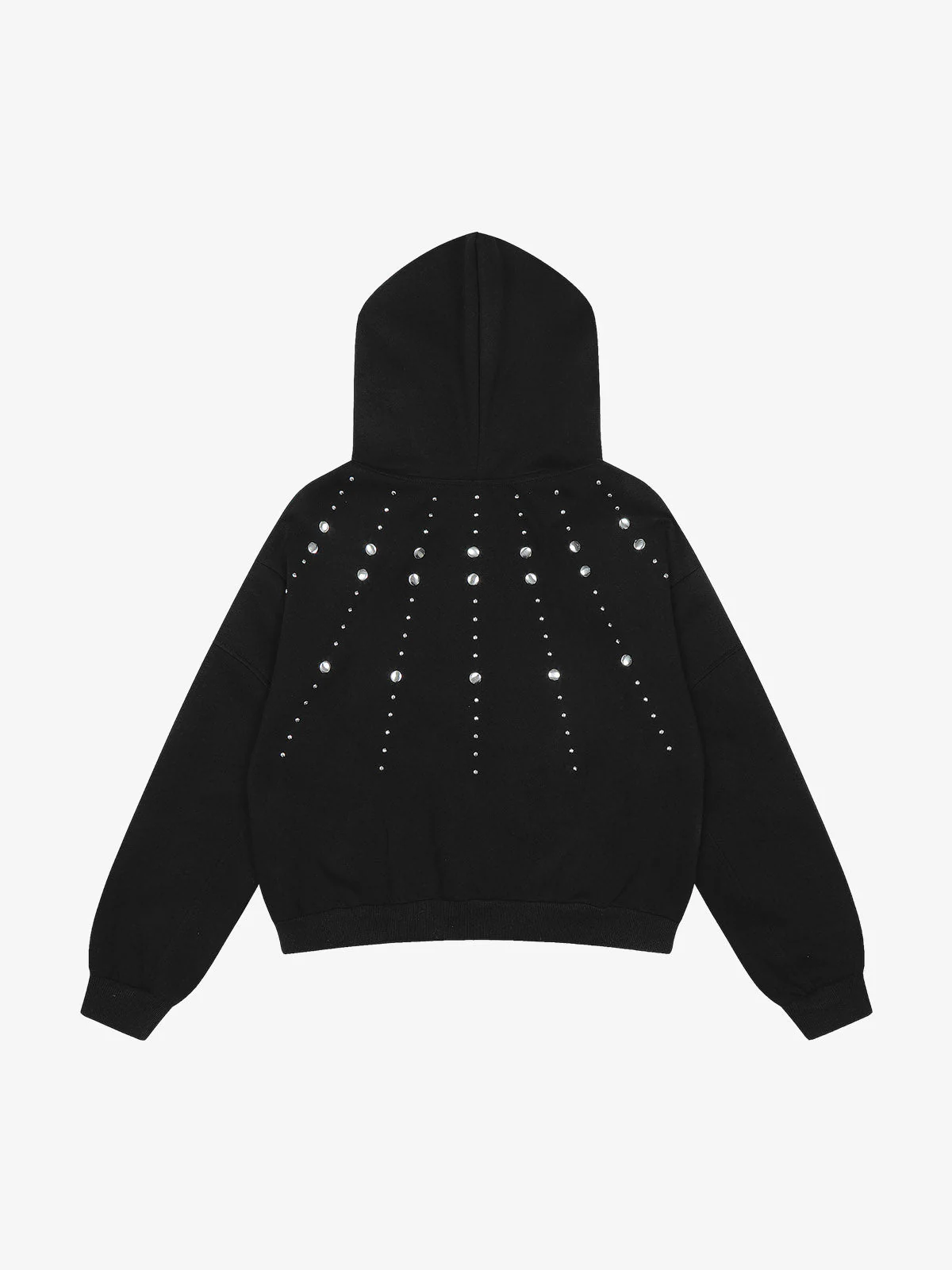 Cropped Metal Stud Zip Up Hoodie - Image 3