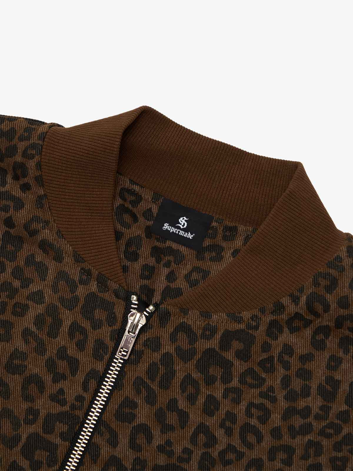 Cross Frame Leopard Print Baseball Jacket - 2572 - Image 17