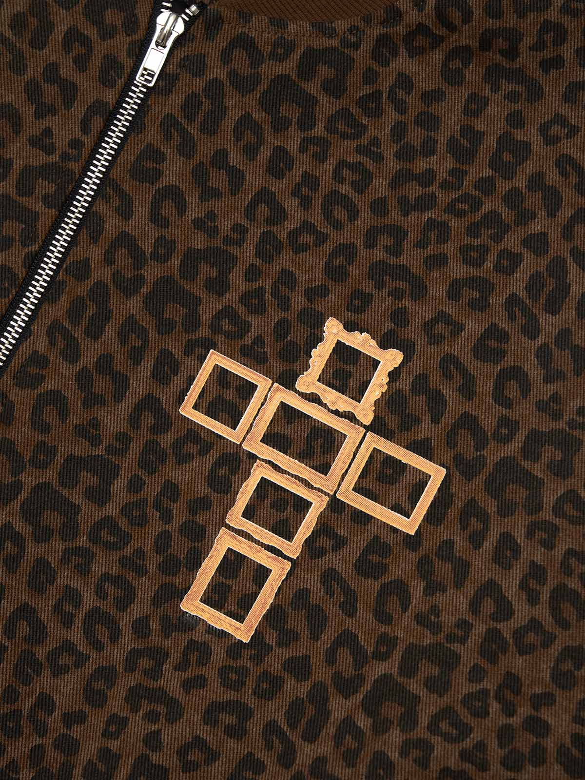 Cross Frame Leopard Print Baseball Jacket - 2572 - Image 18