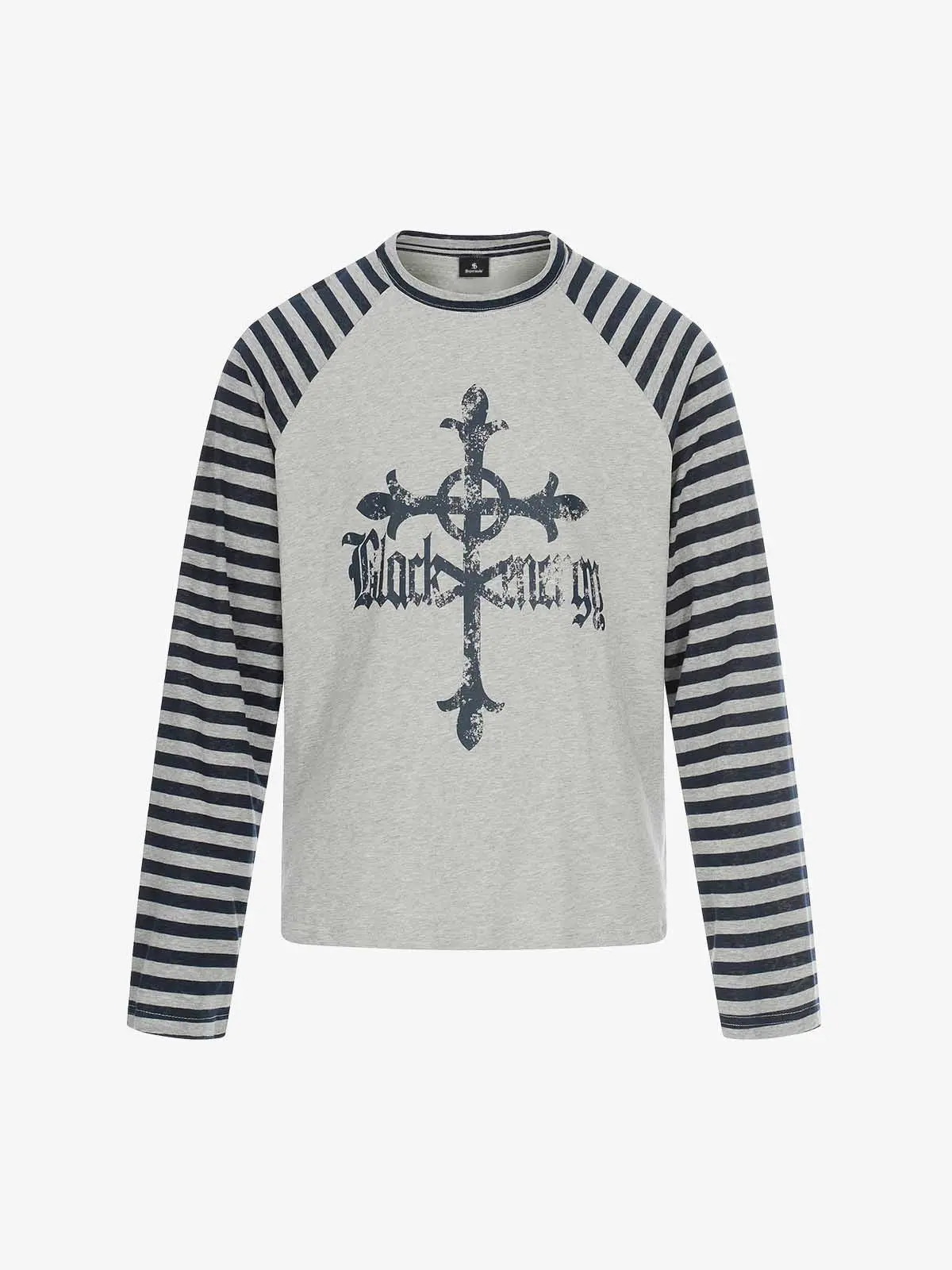 Cross Graphic Stripe Raglan Long Sleeve T-Shirt - Image 2