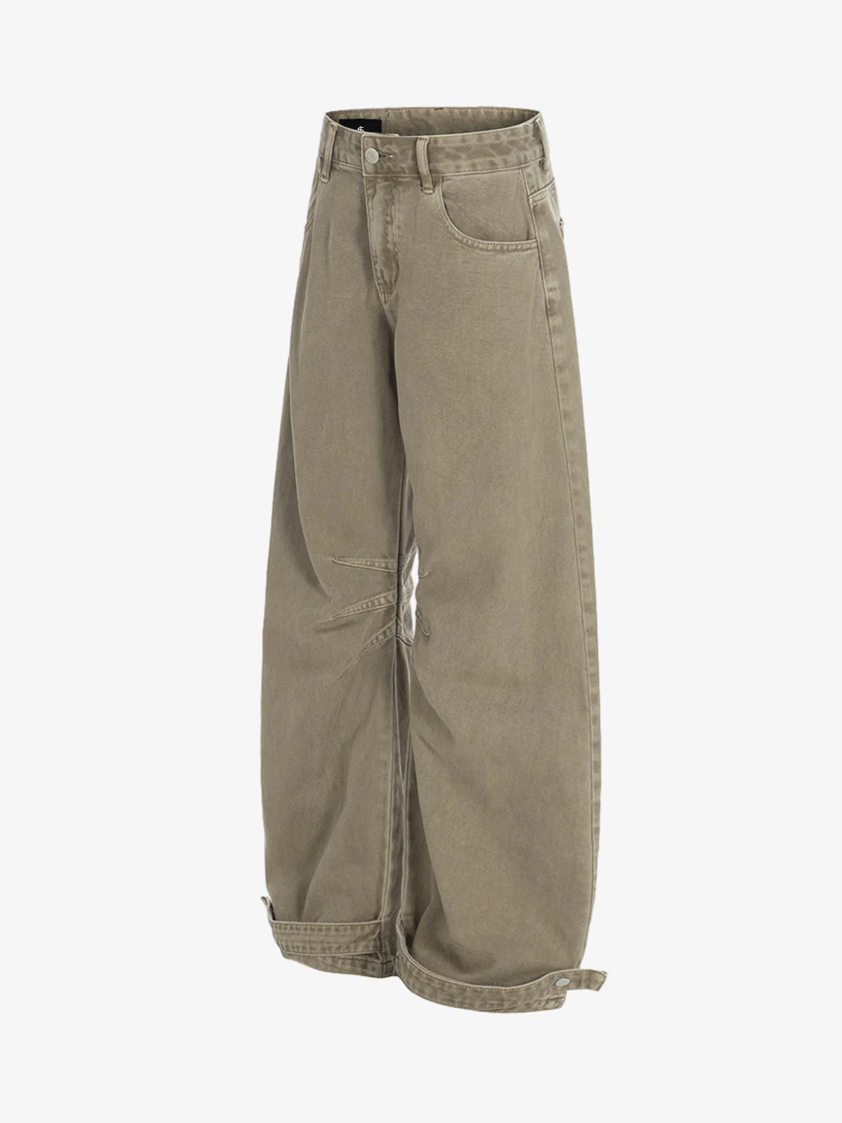 Curved Barrel Leg Inner Pleat Utility Jeans - Image 2