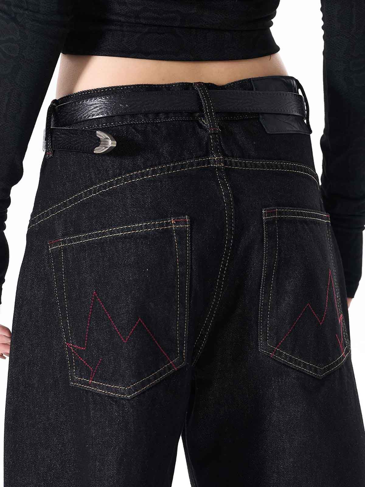 Dark Gothic Graphic Wide-Leg Jeans - Image 6