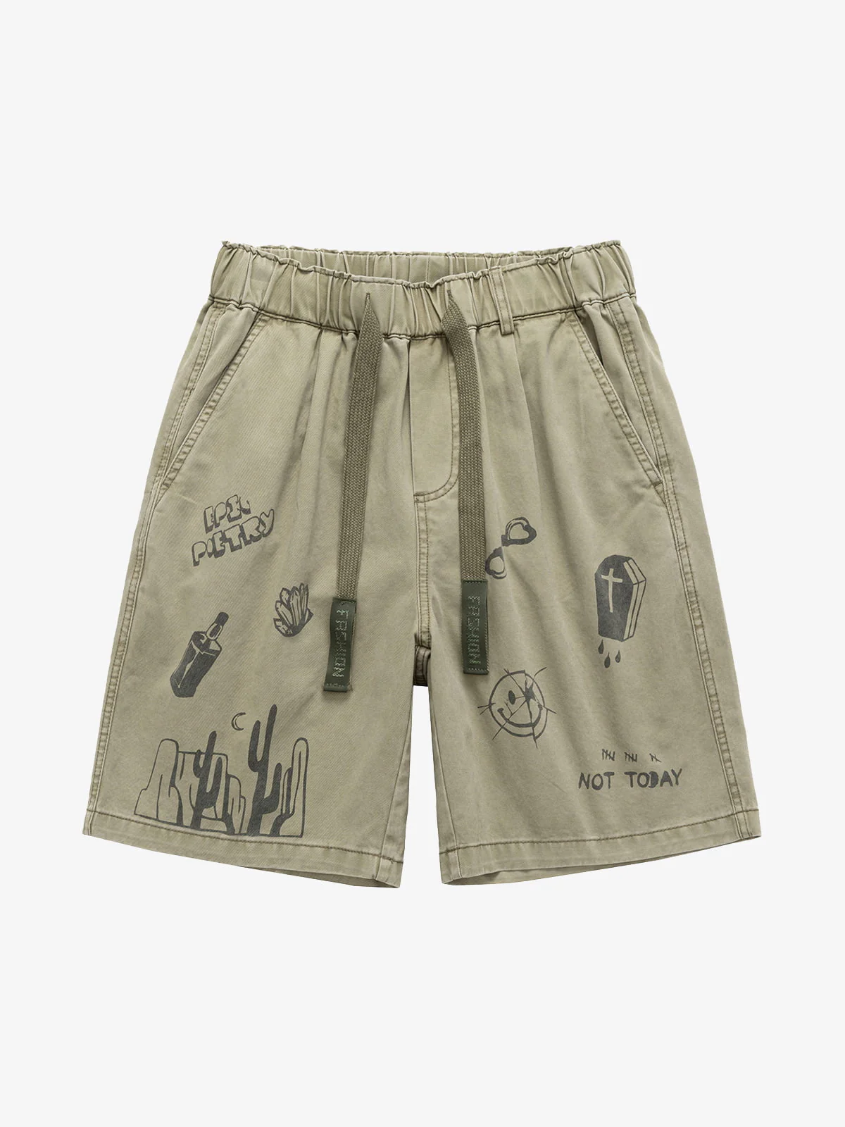 Graphic Print Drawstring Shorts - Image 3