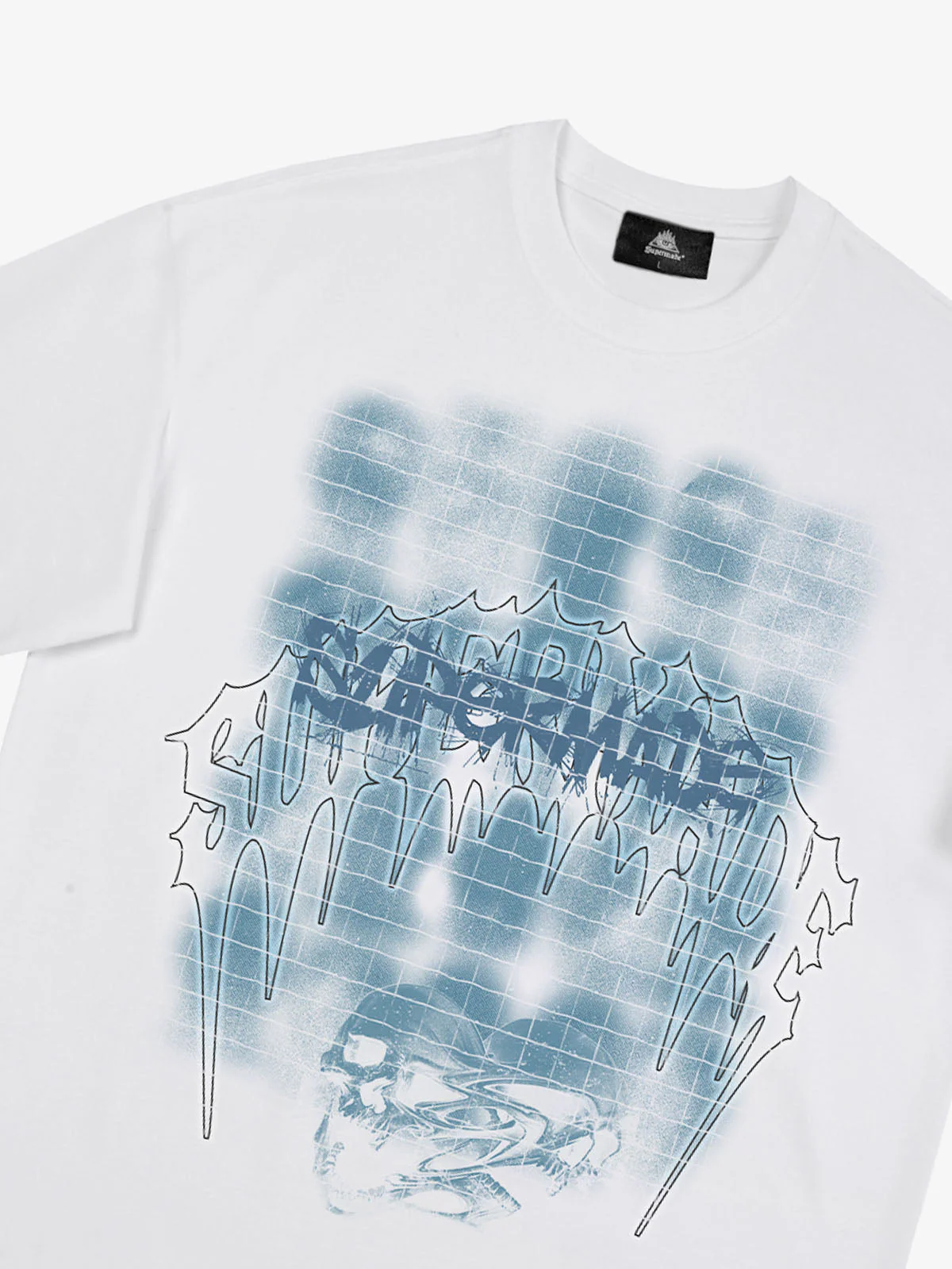 Dark Grid Skull Graphic T-Shirt - Image 5