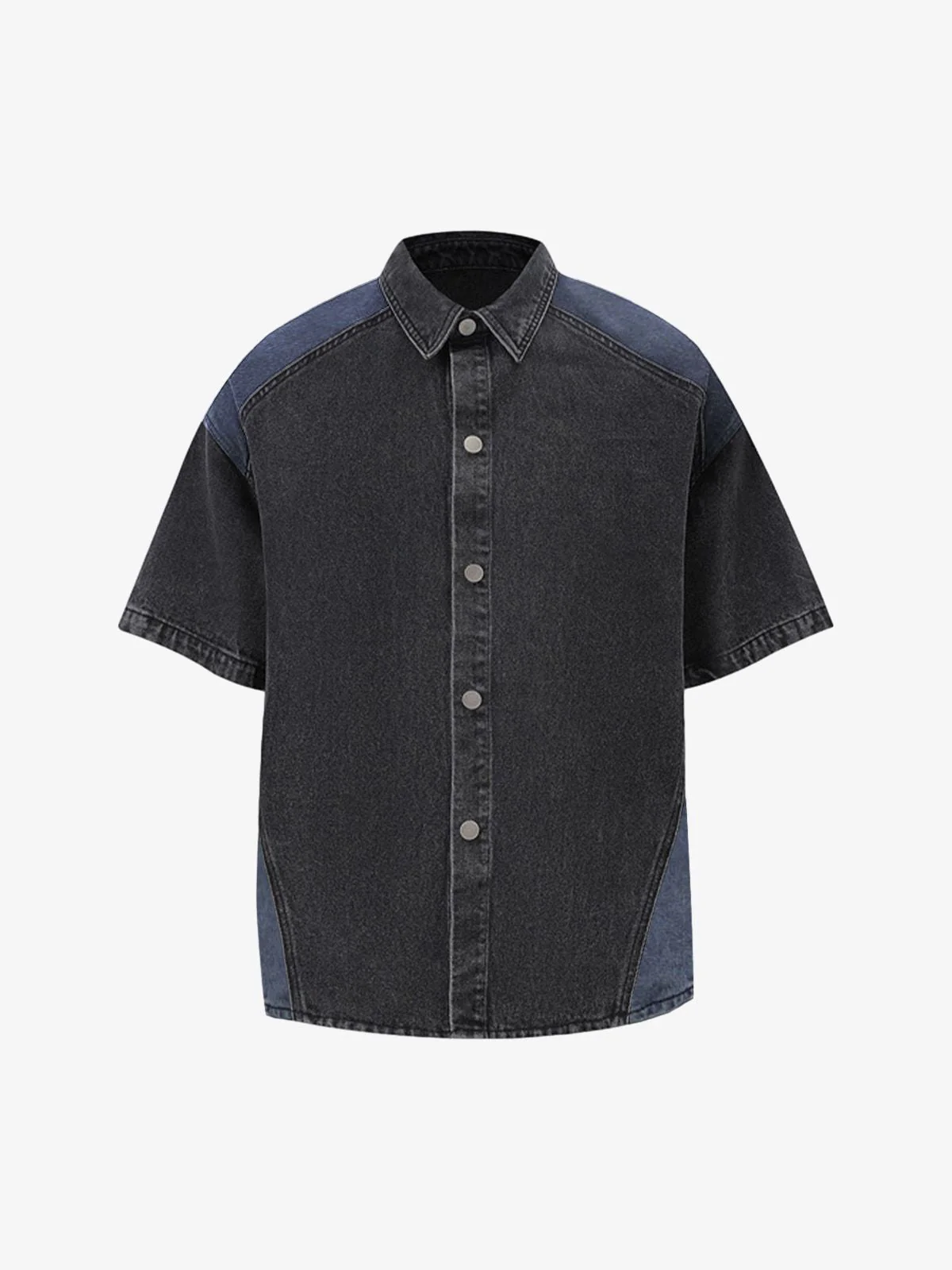 Deconstructed Patchwork Short-Sleeve Cropped Denim Set - Image 4