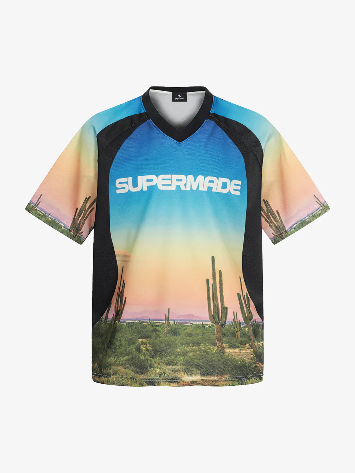 Desert Sunset Cactus All-Over Print V-Neck Jersey T-Shirt - Image 2