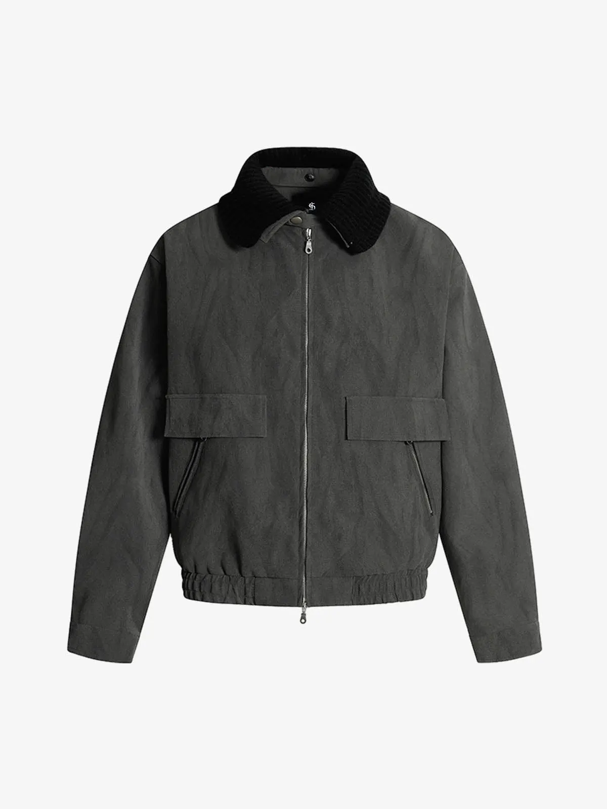 Detachable Knit Collar Zip Up Pocket Jacket - Image 2