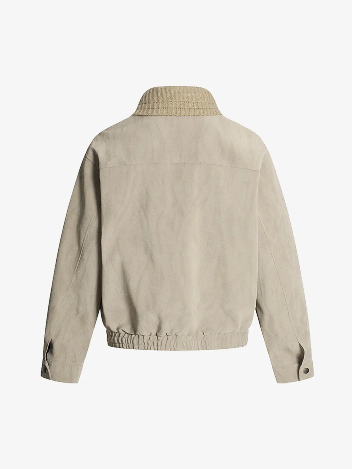 Detachable Knit Collar Zip Up Pocket Jacket - Image 3