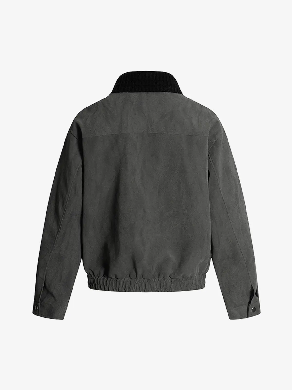 Detachable Knit Collar Zip Up Pocket Jacket - Image 4