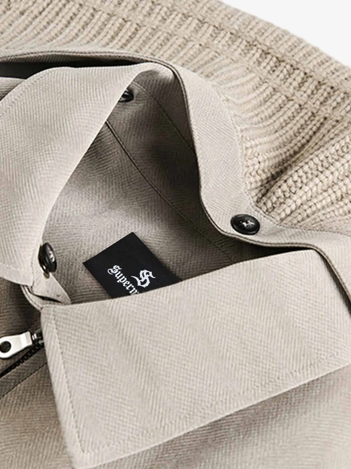 Detachable Knit Collar Zip Up Pocket Jacket - Image 5
