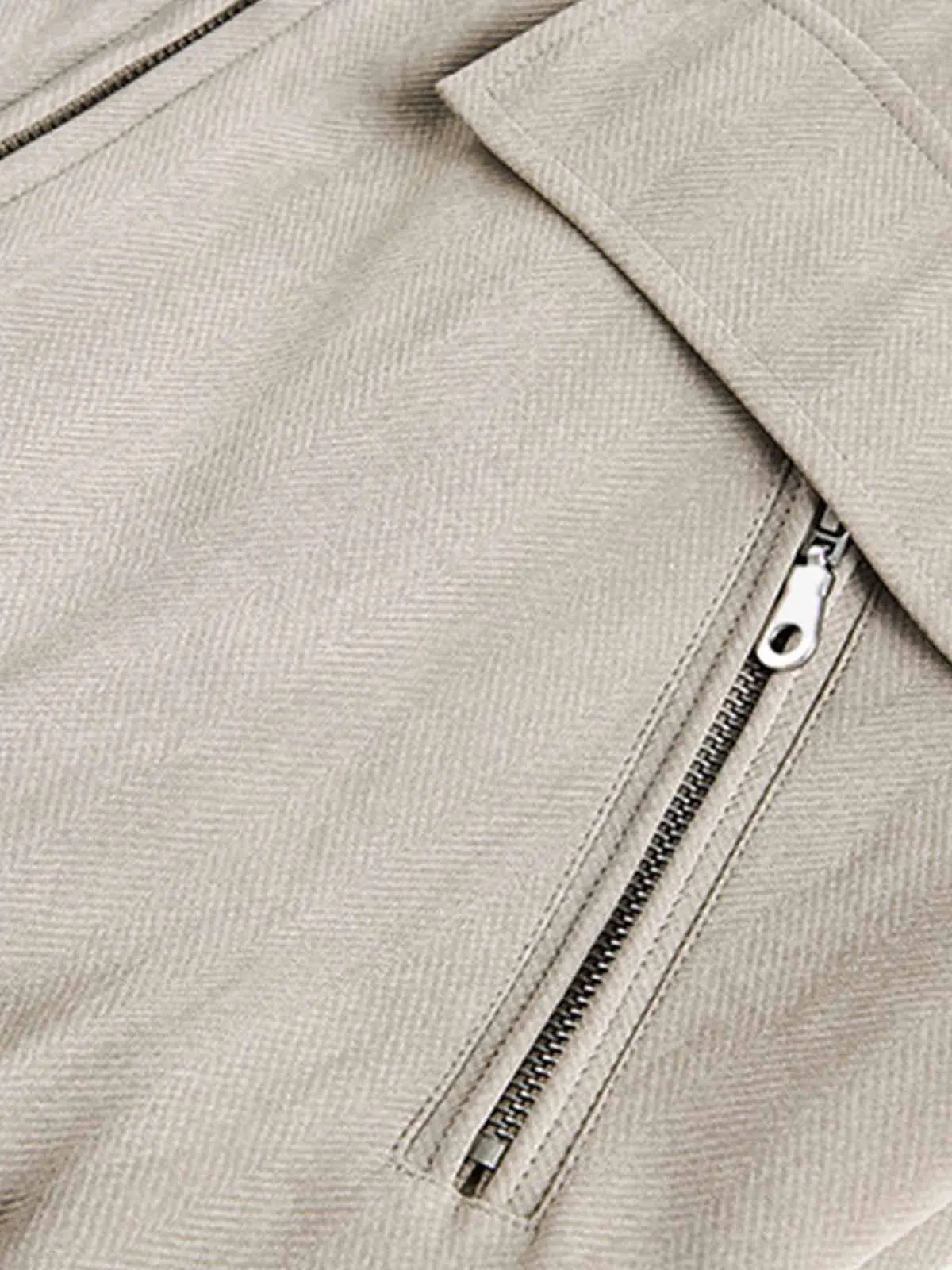 Detachable Knit Collar Zip Up Pocket Jacket - Image 7
