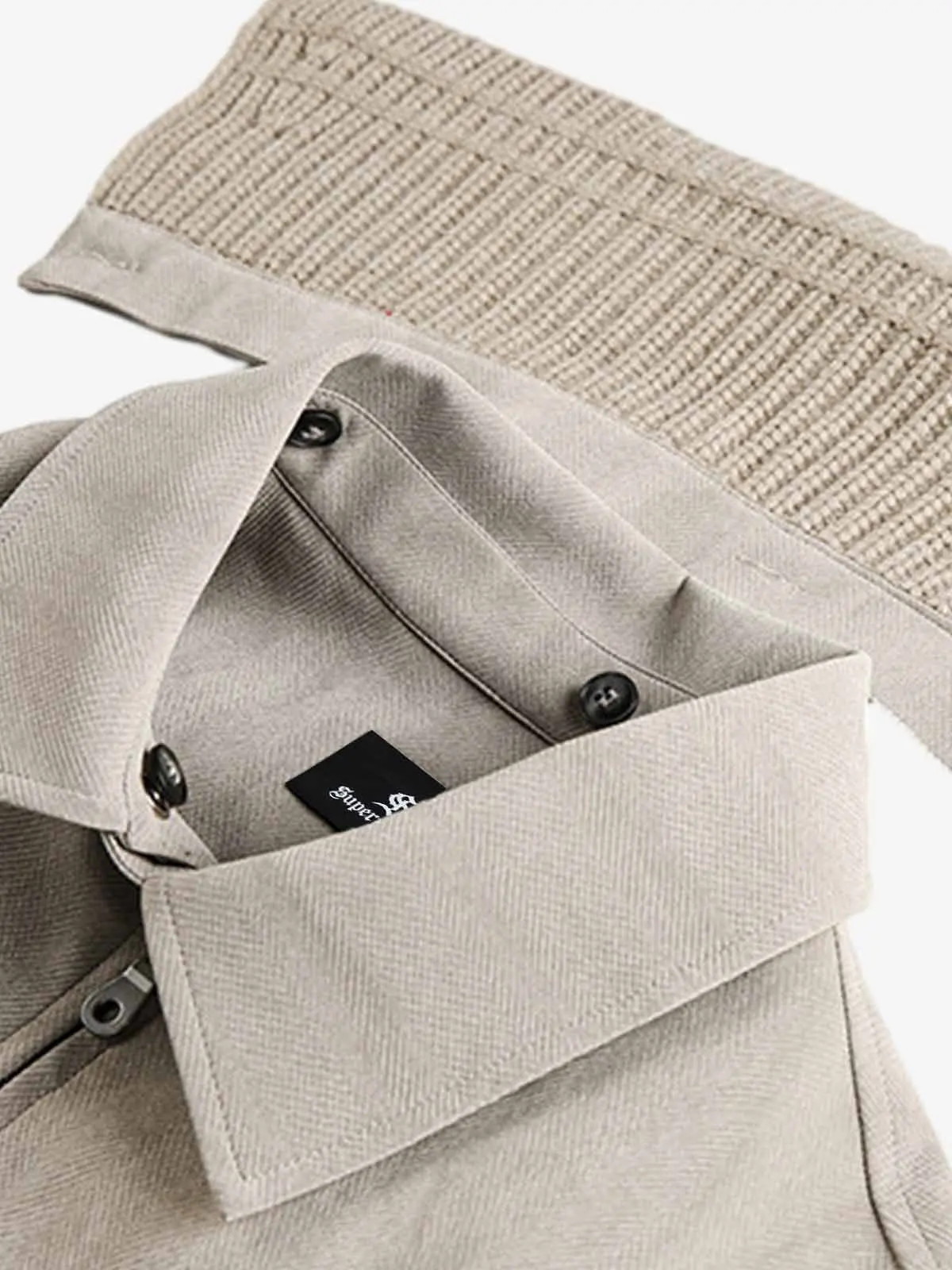 Detachable Knit Collar Zip Up Pocket Jacket - Image 8