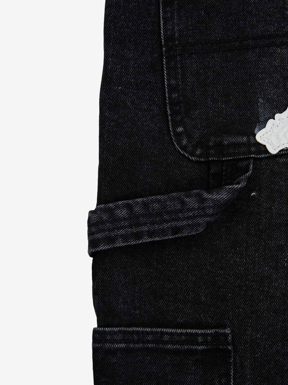 Distressed Cross Patchwork Baggy Denim Jeans - Image 12