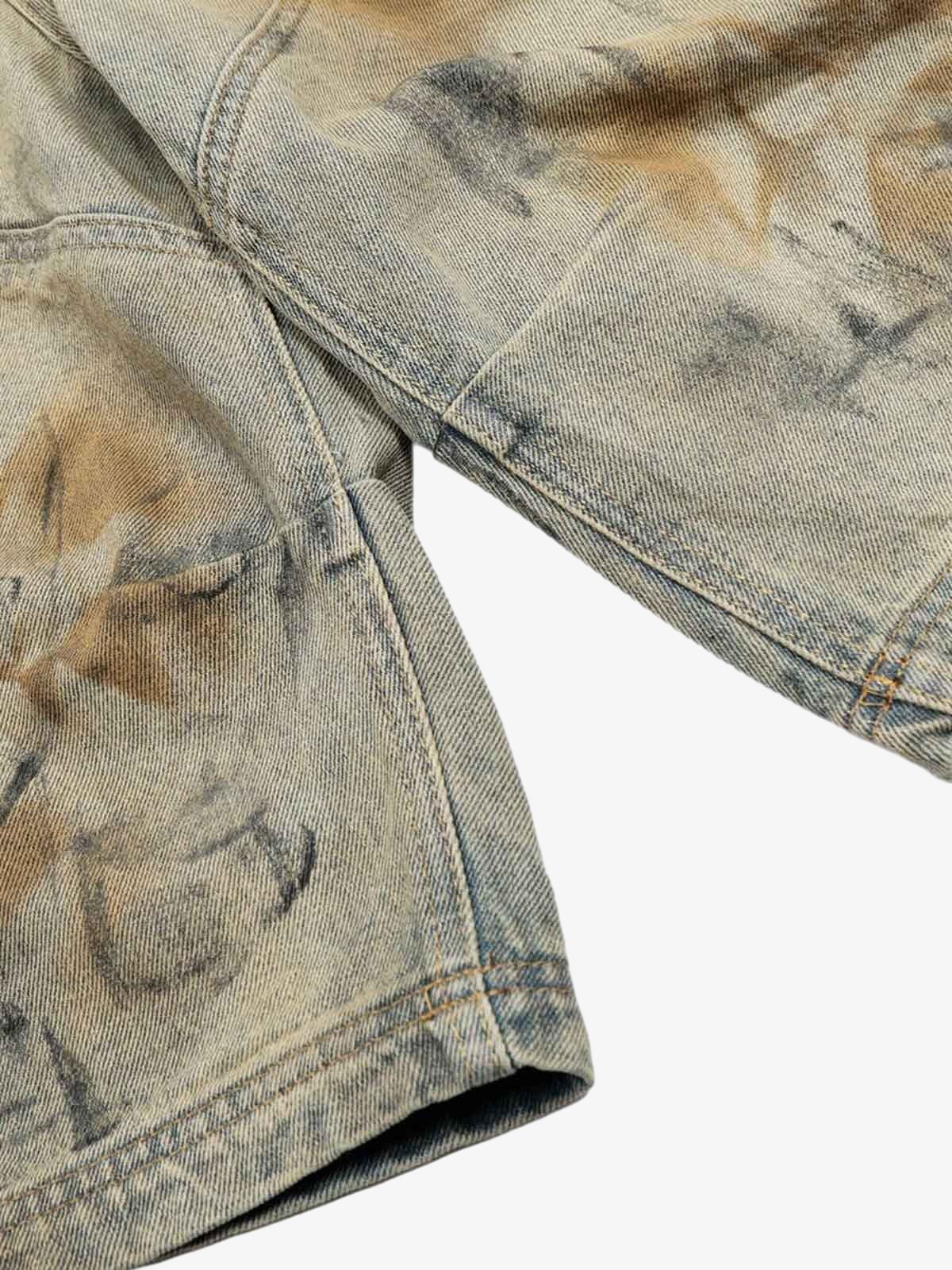 Distressed Tie-Dye Denim Shorts - 2577 - Image 3