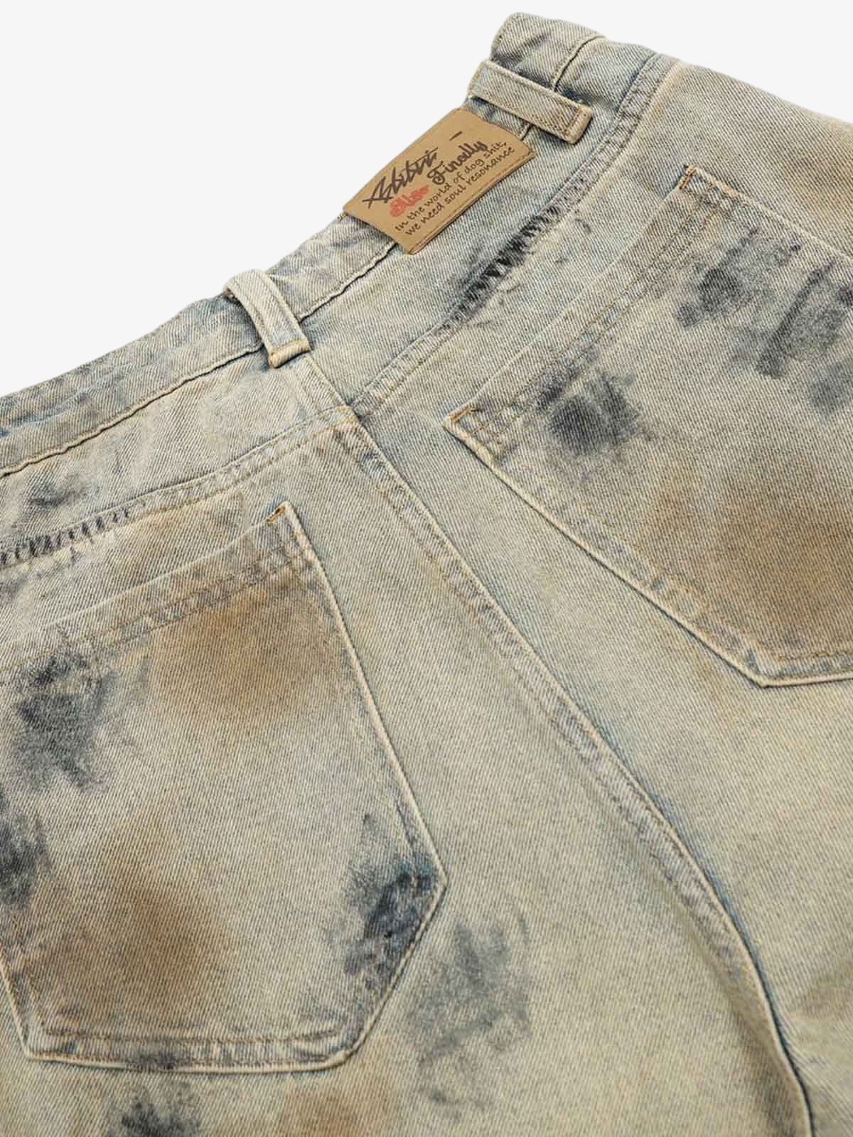 Distressed Tie-Dye Denim Shorts - 2577 - Image 6